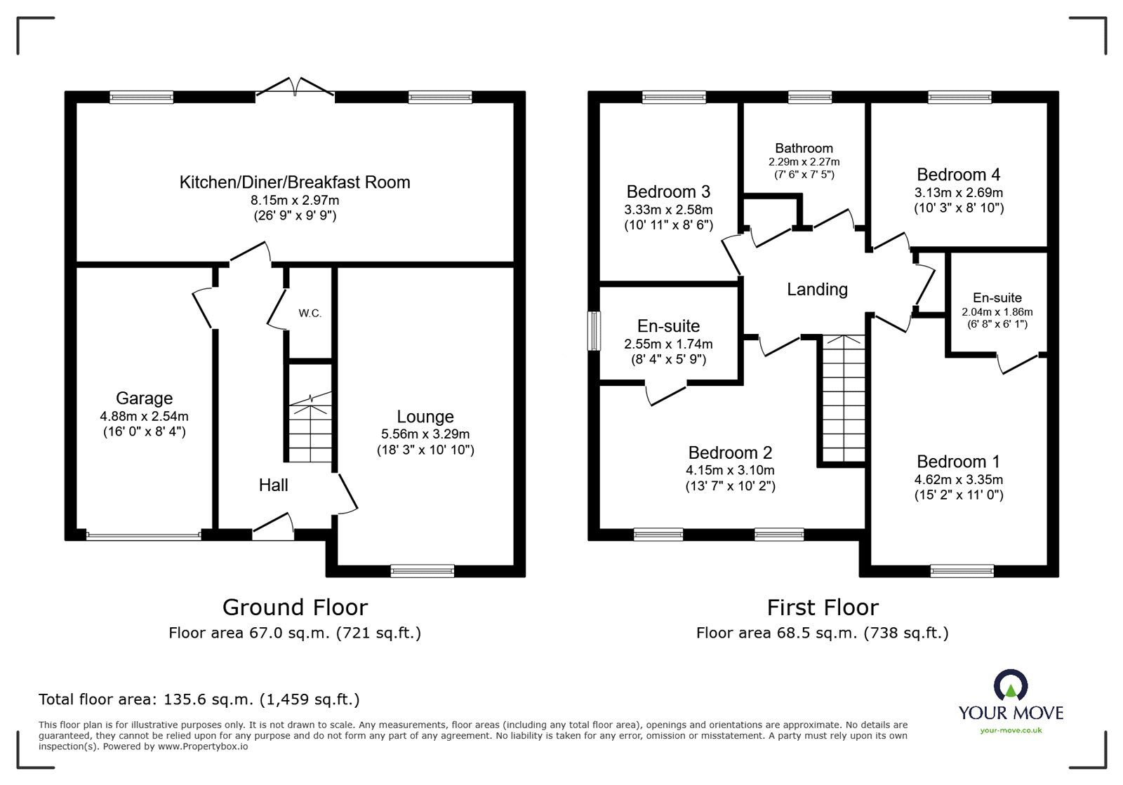 Floorplan of 4 bedroom Detached House for sale, Insall Way, Auckley, South Yorkshire, DN9
