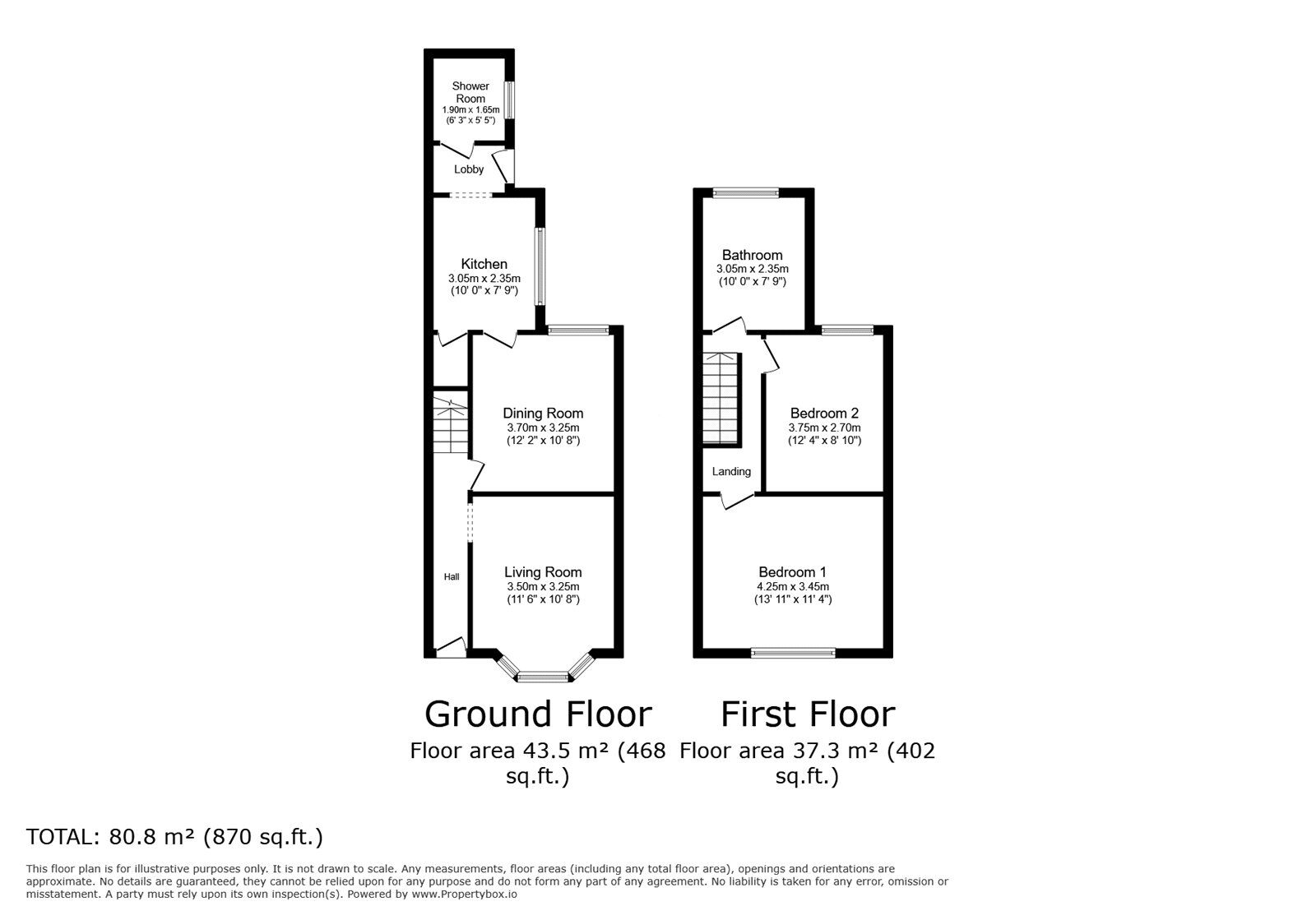 Floorplan of 2 bedroom Mid Terrace House to rent, Milton Walk, Doncaster, South Yorkshire, DN1
