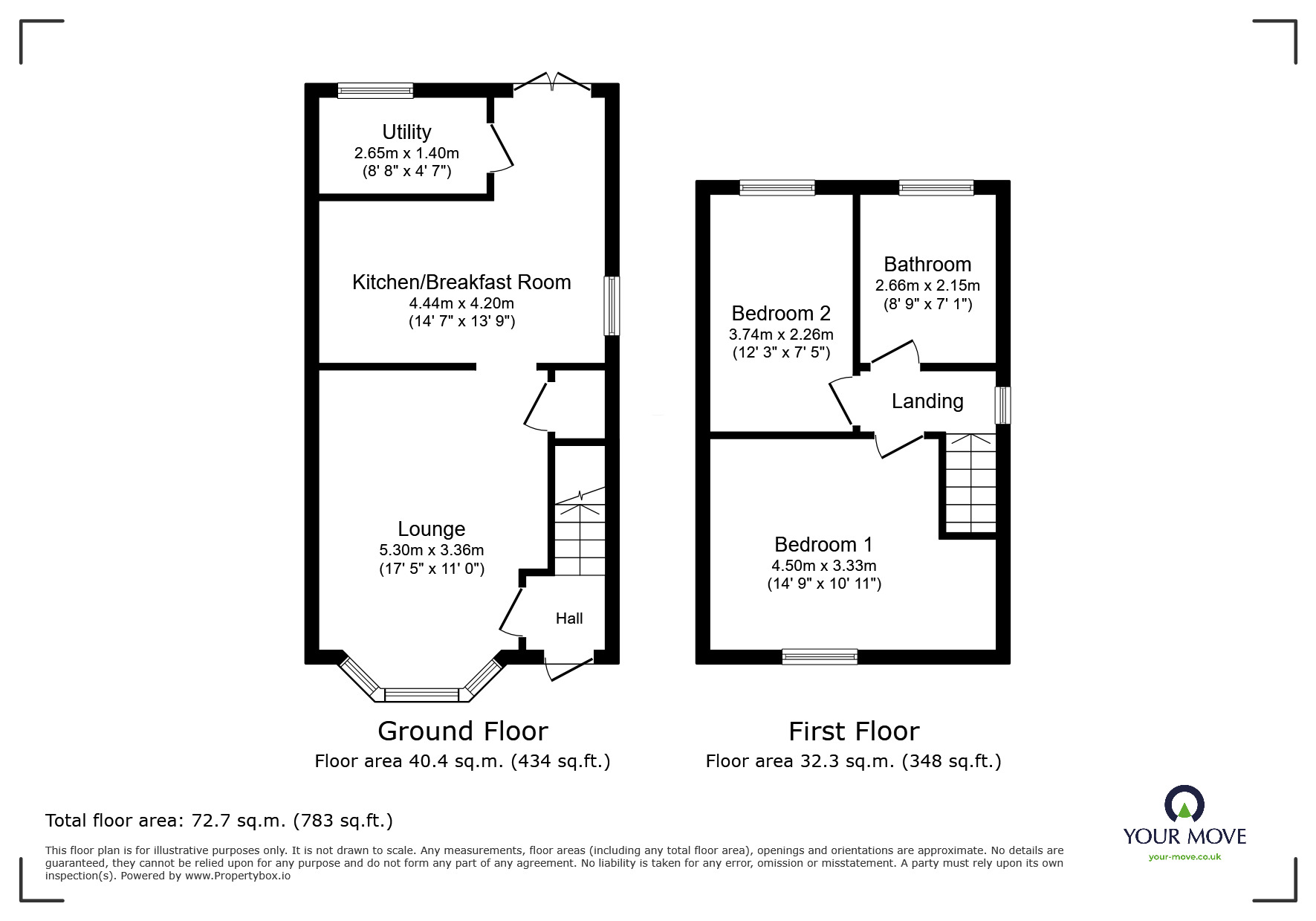 Floorplan of 2 bedroom Semi Detached House for sale, Crompton Avenue, Doncaster, South Yorkshire, DN5