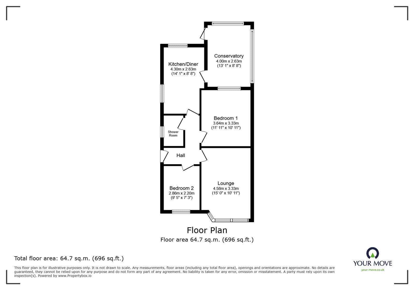 Floorplan of 2 bedroom Semi Detached Bungalow for sale, Croft Road, Doncaster, South Yorkshire, DN4