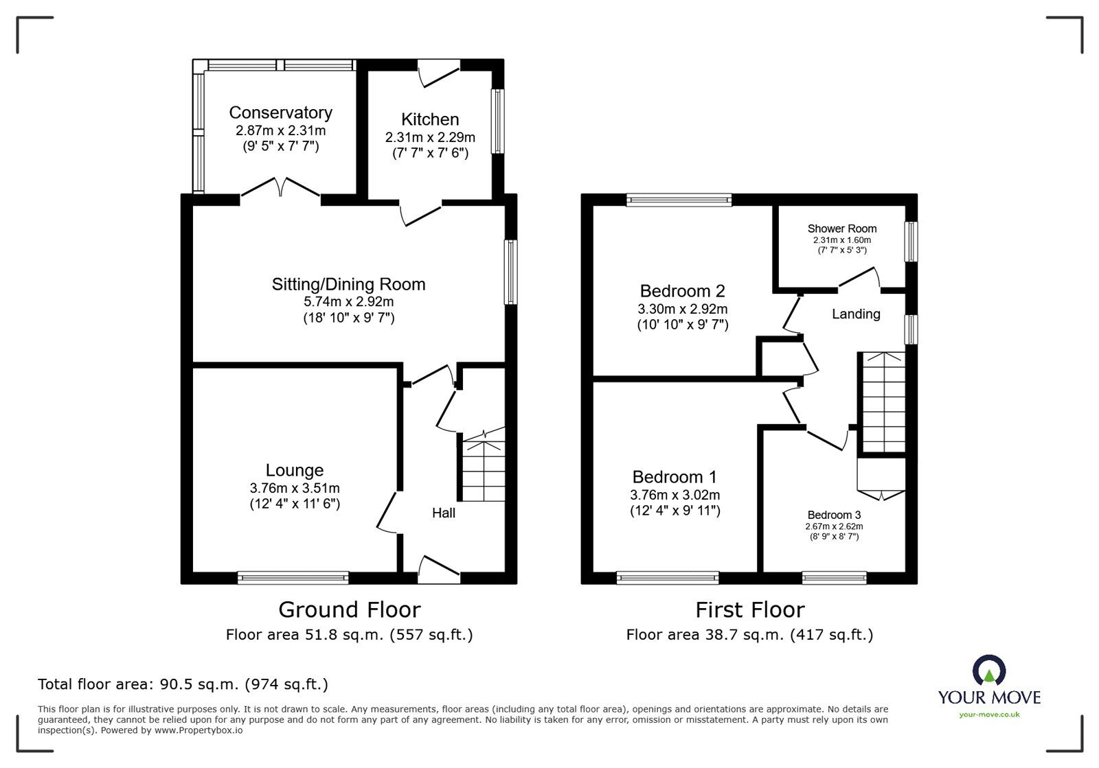 Floorplan of 3 bedroom Semi Detached House for sale, Linden Grove, Edlington, South Yorkshire, DN12
