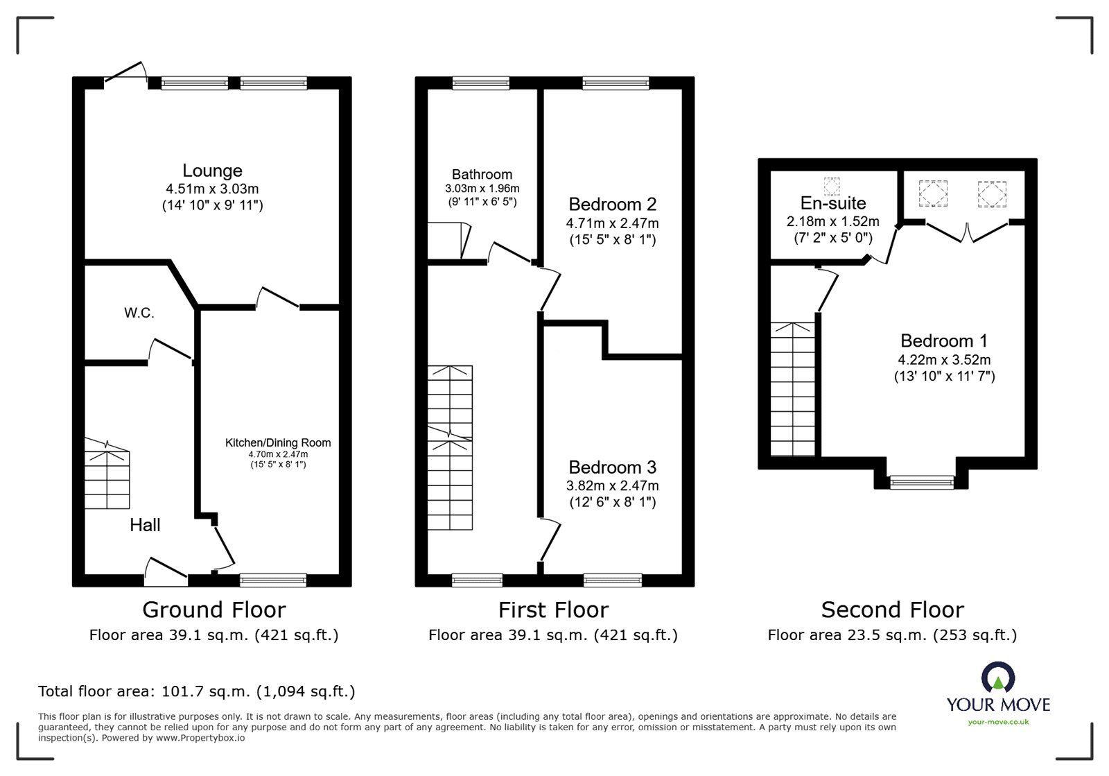 Floorplan of 3 bedroom Mid Terrace House for sale, Scotsman Drive, Doncaster, South Yorkshire, DN5