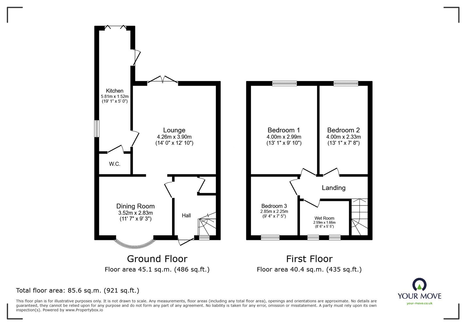 Floorplan of 3 bedroom Semi Detached House for sale, Homefield Crescent, Doncaster, South Yorkshire, DN5