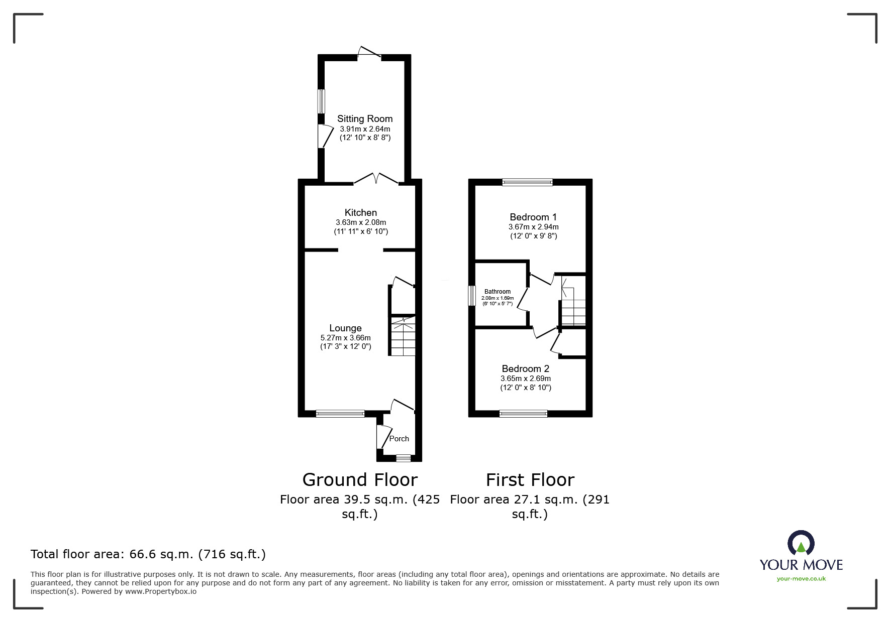Floorplan of 2 bedroom Semi Detached House for sale, Headingley Way, Edlington, South Yorkshire, DN12