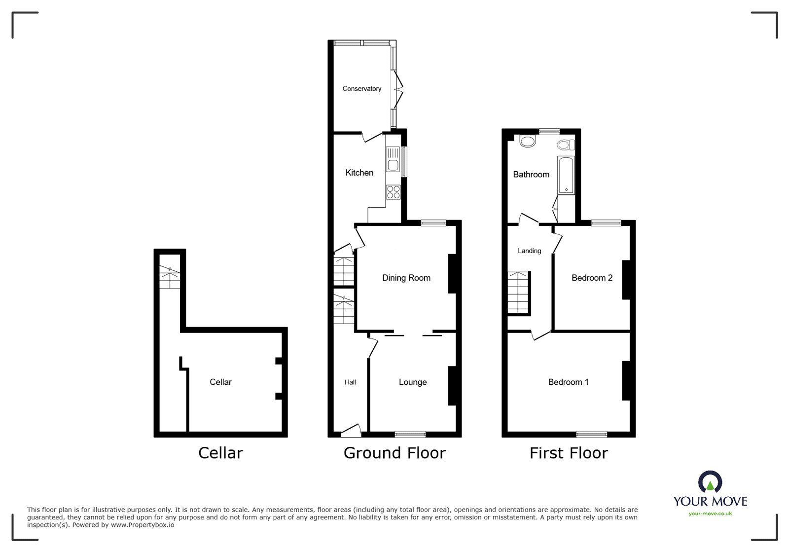 Floorplan of 2 bedroom Mid Terrace House for sale, Shadyside, Doncaster, South Yorkshire, DN4