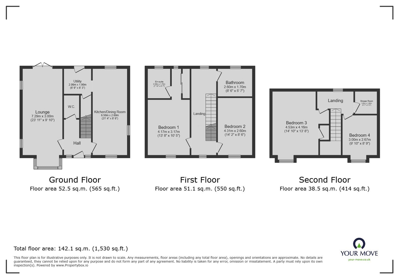 Floorplan of 4 bedroom Detached House for sale, Heatherfields Crescent, New Rossington, South Yorkshire, DN11