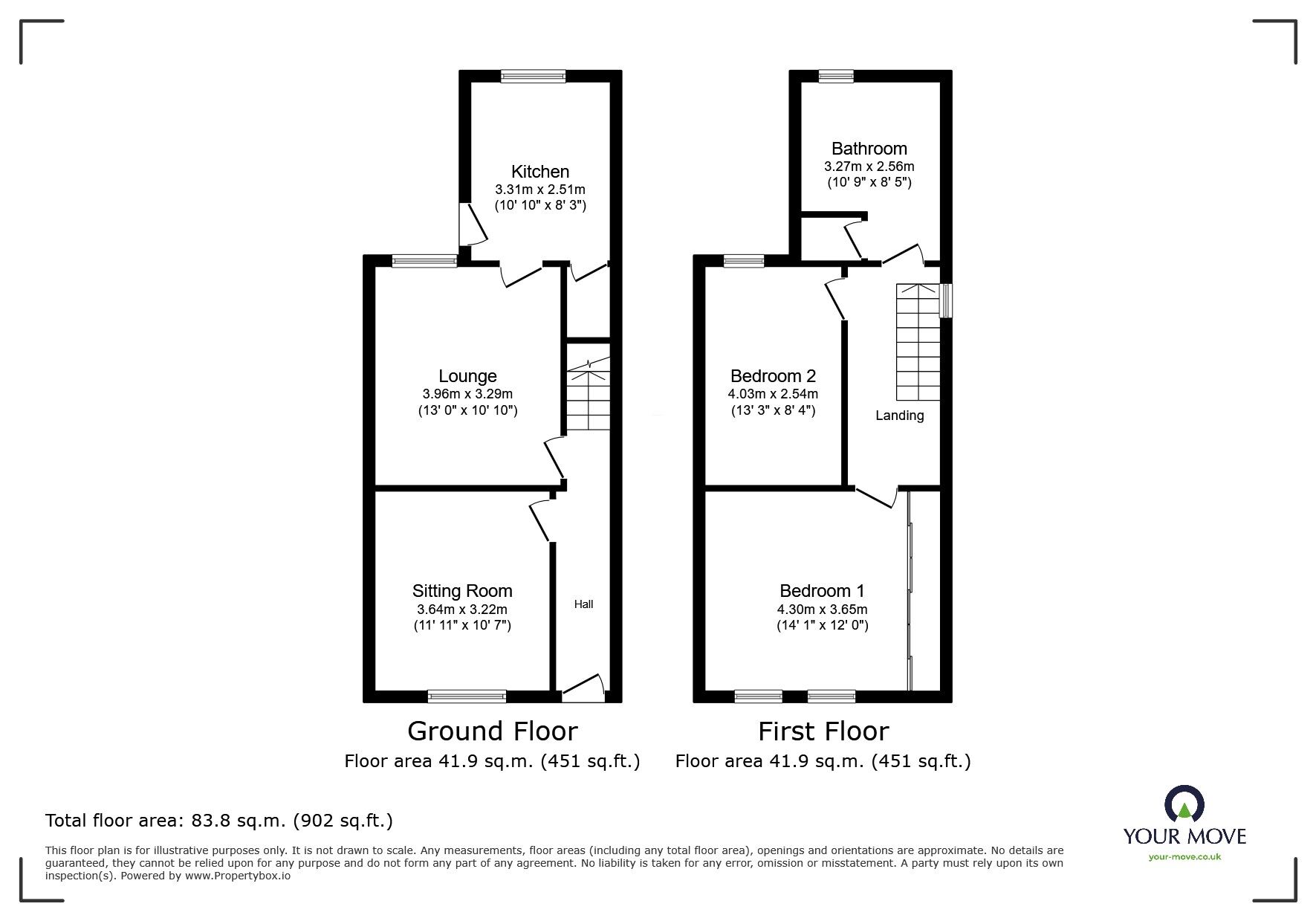 Floorplan of 2 bedroom End Terrace House for sale, Palmer Street, Hyde Park, Doncaster, South Yorkshire, DN4