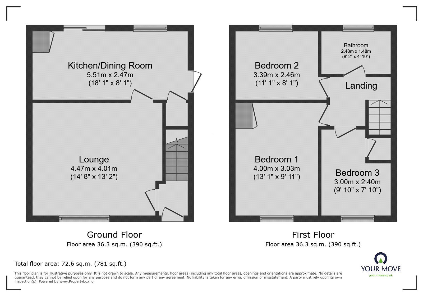 Floorplan of 3 bedroom Semi Detached House for sale, Ewood Drive, Doncaster, South Yorkshire, DN4