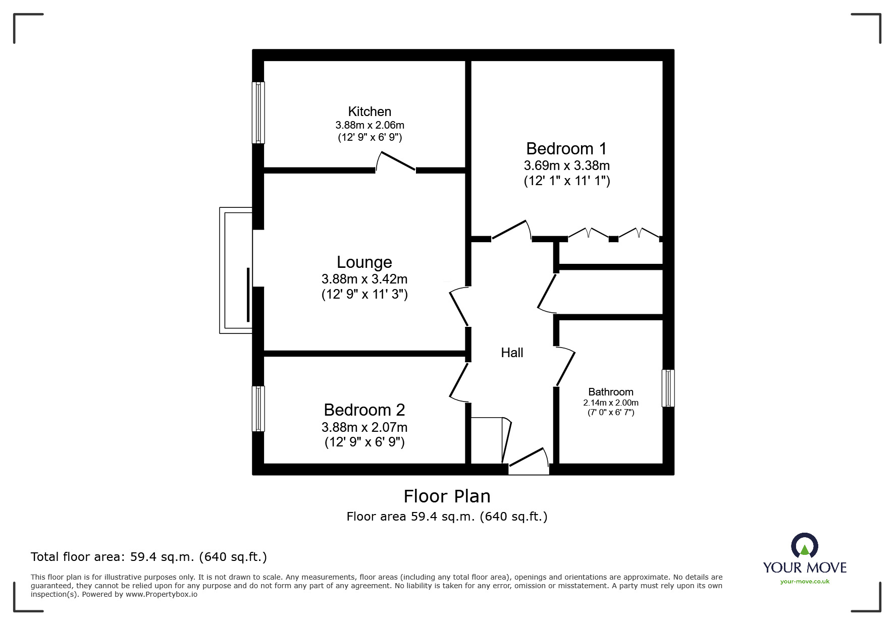 Floorplan of 2 bedroom  Flat for sale, Fewston Way, Lakeside, Doncaster, South Yorkshire, DN4