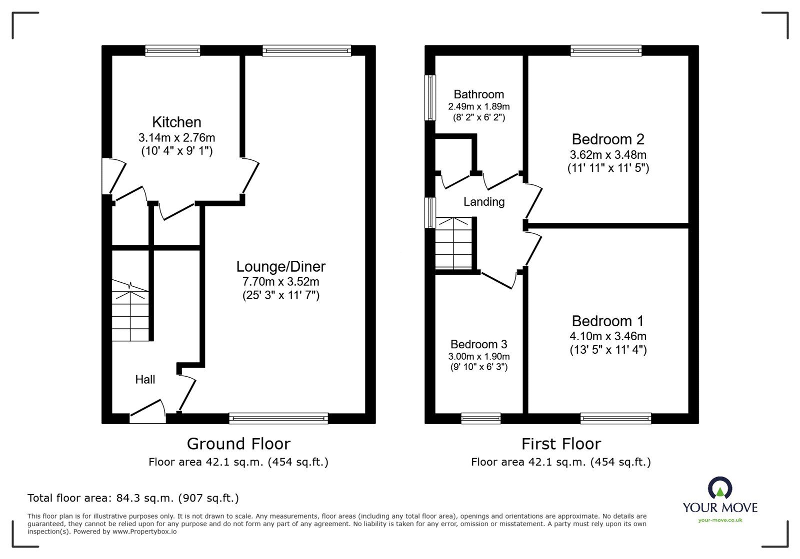 Floorplan of 3 bedroom Semi Detached House for sale, Rotherwood Close, Doncaster, South Yorkshire, DN5