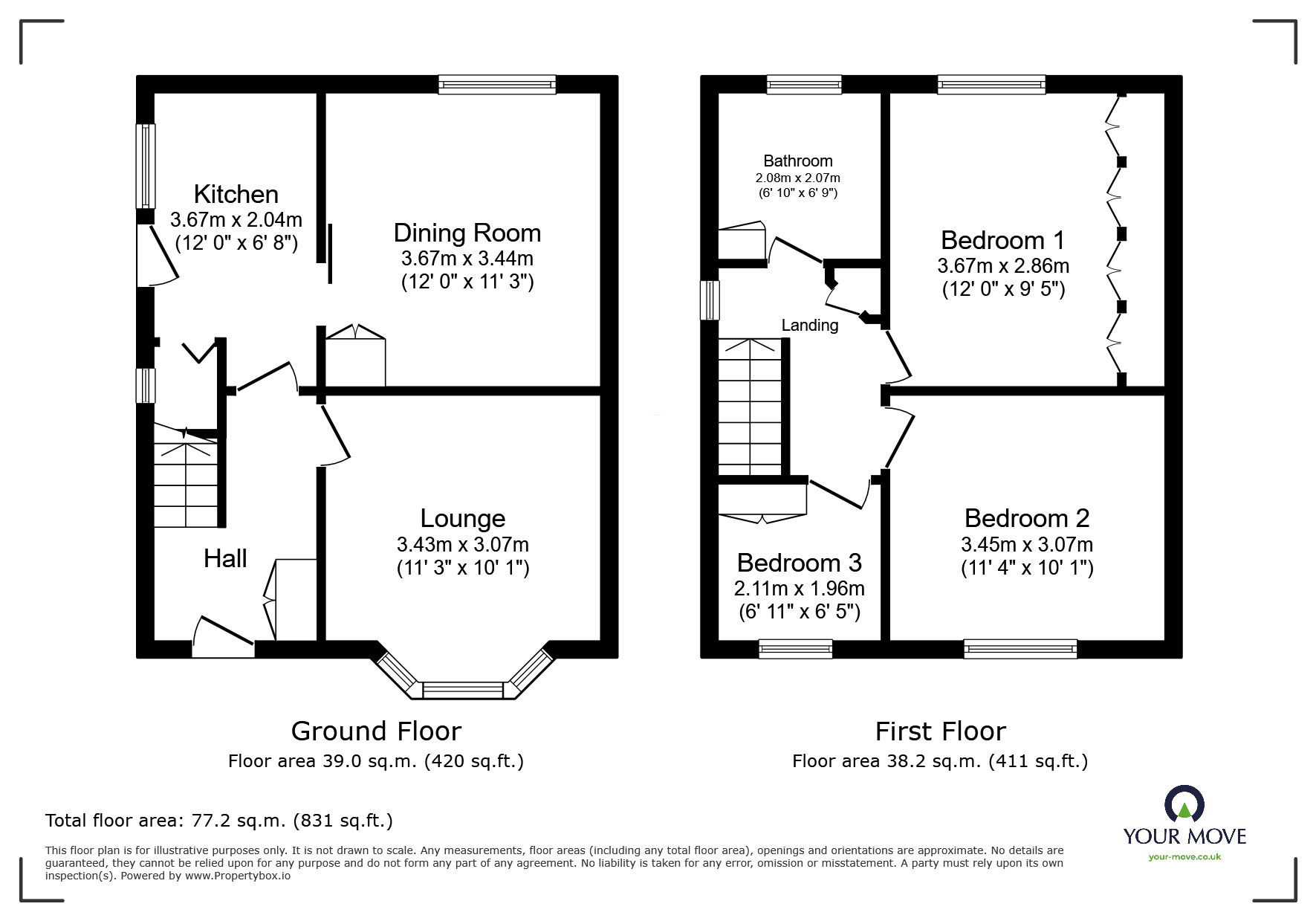 Floorplan of 3 bedroom Semi Detached House for sale, Middlebrook Lane, Thorne, South Yorkshire, DN8