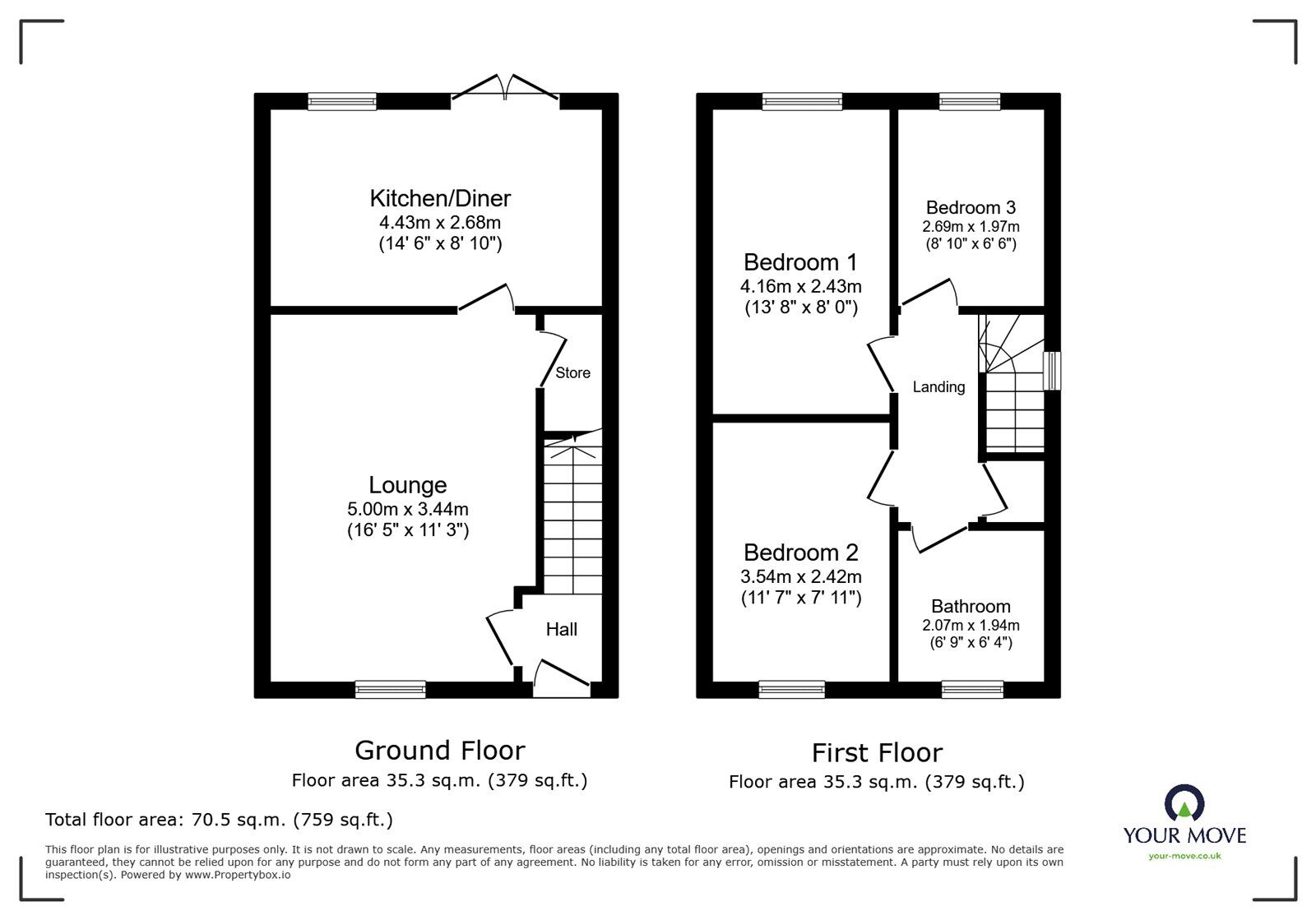 Floorplan of 3 bedroom Semi Detached House for sale, Heaton Gardens, Edlington, South Yorkshire, DN12