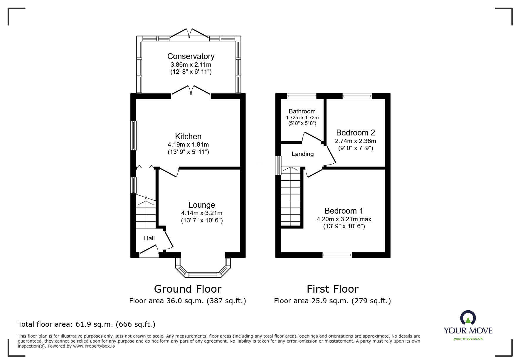 Floorplan of 2 bedroom Semi Detached House for sale, Crompton Avenue, Sprotbrough, Doncaster, South Yorkshire, DN5