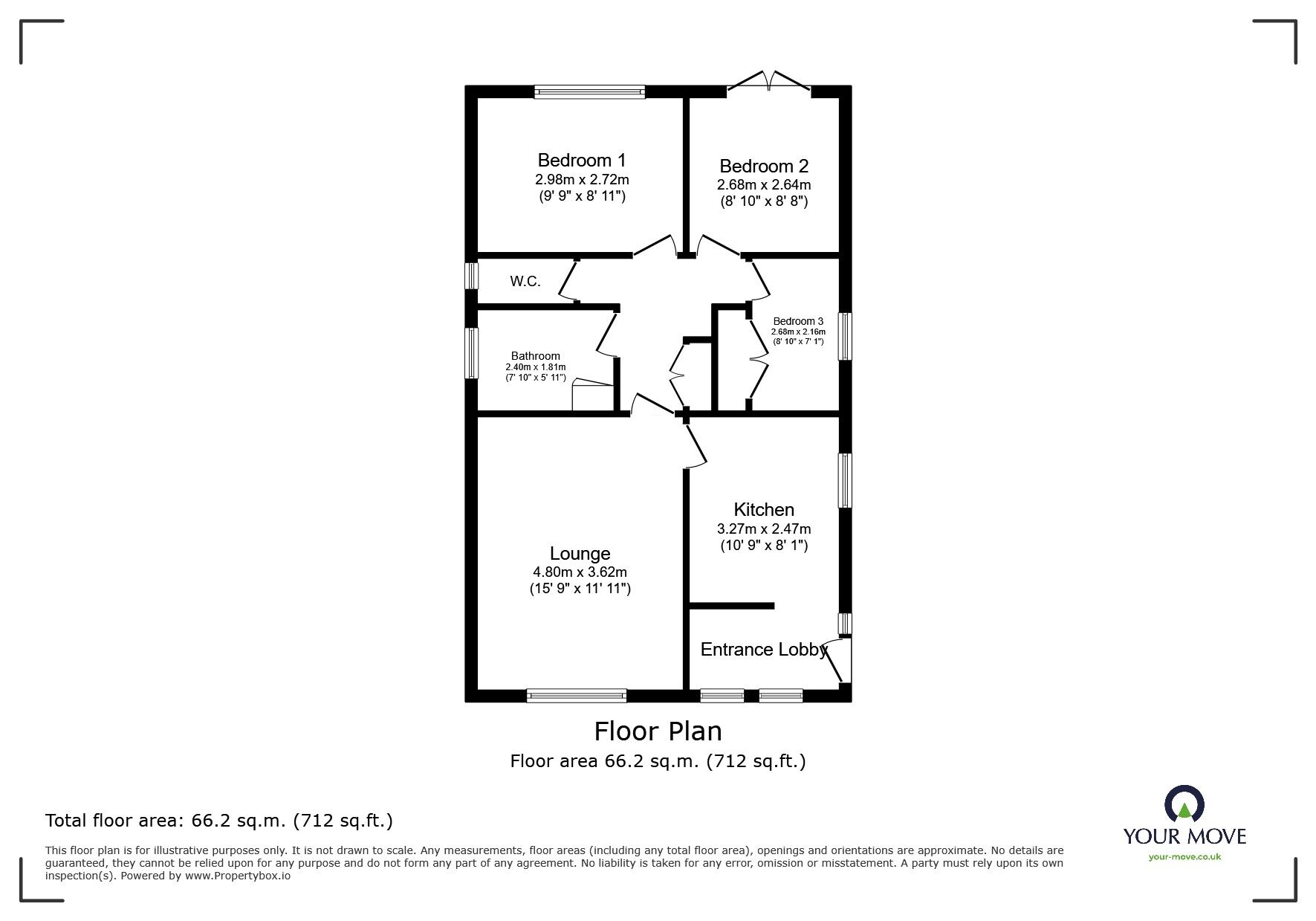 Floorplan of 3 bedroom Detached Bungalow for sale, Doncaster Road, Stainforth, South Yorkshire, DN7