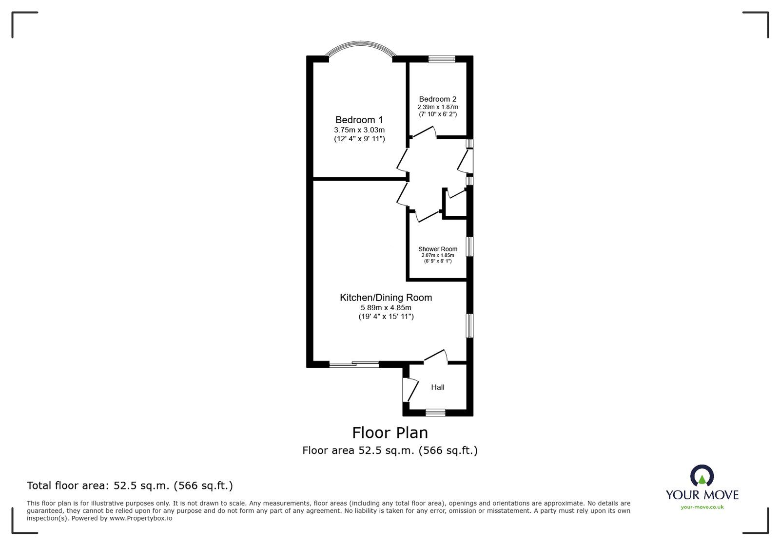 Floorplan of 2 bedroom Semi Detached Bungalow for sale, Ivanhoe Way, Doncaster, South Yorkshire, DN5