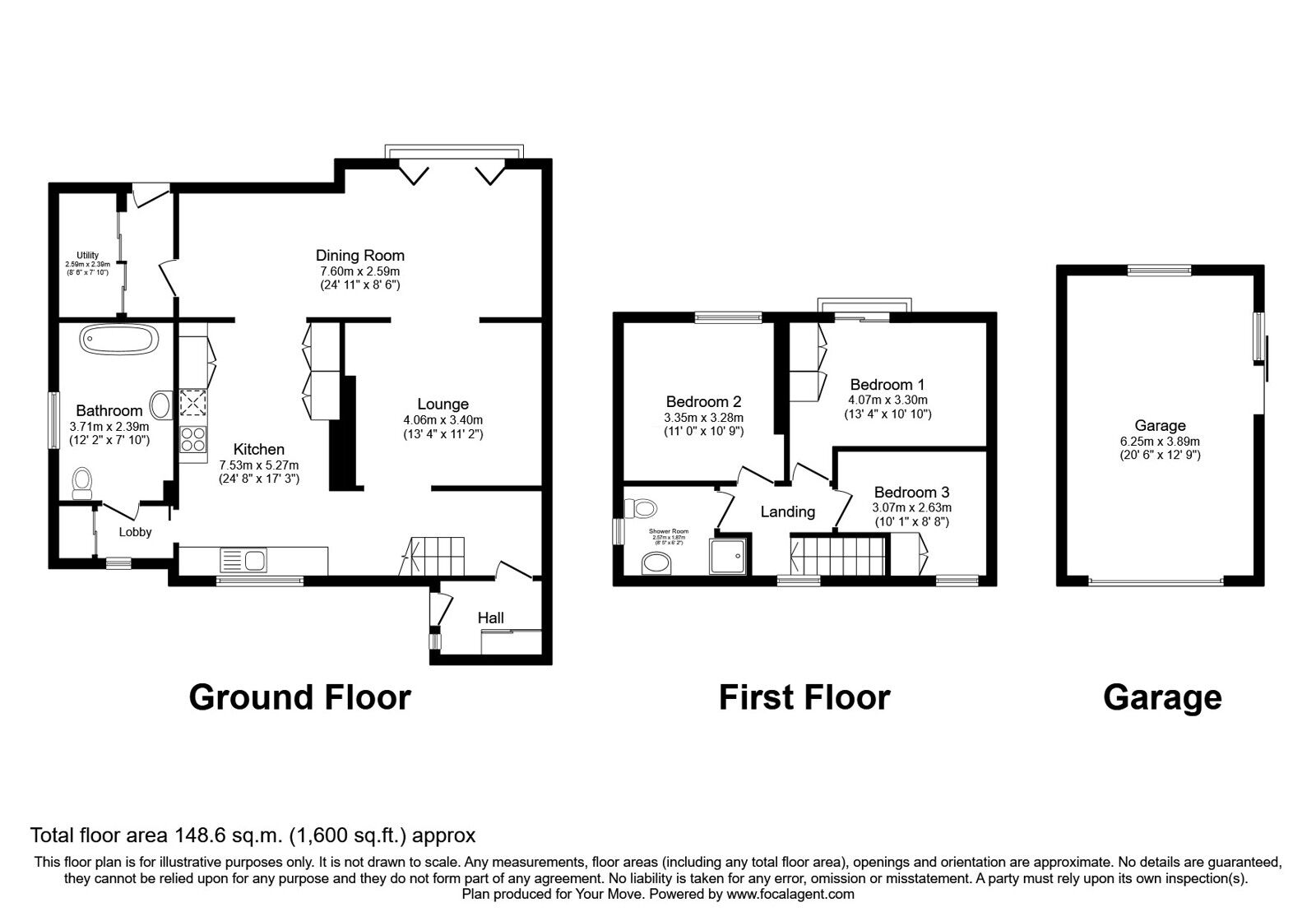 Floorplan of 3 bedroom Semi Detached House for sale, Straight Lane, Skelbrooke, South Yorkshire, DN6