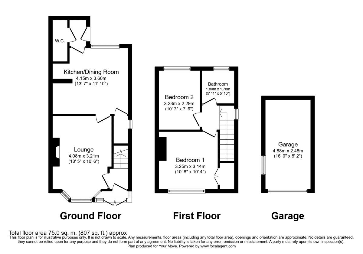 Floorplan of 2 bedroom Semi Detached House to rent, Crompton Avenue, Doncaster, South Yorkshire, DN5