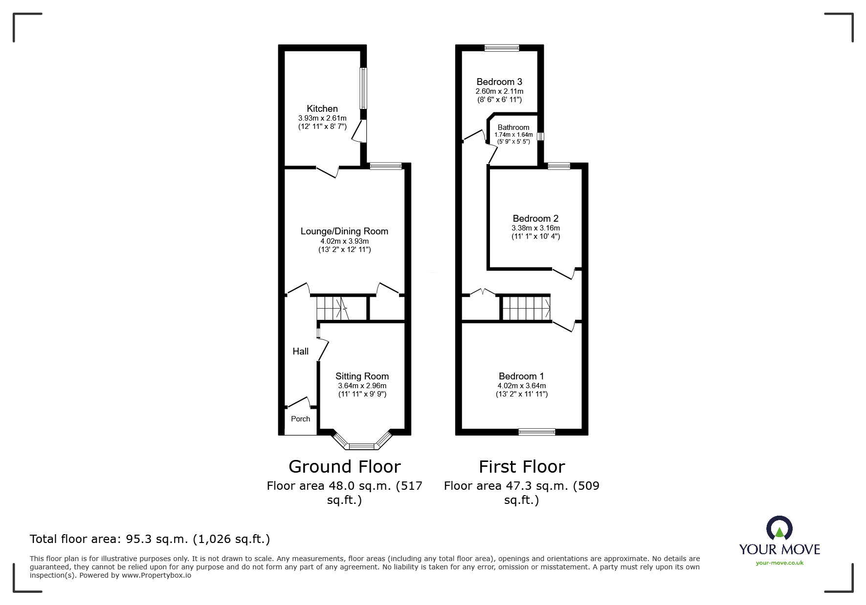 Floorplan of 3 bedroom Mid Terrace House for sale, Royston Avenue, Bentley, Doncaster, South Yorkshire, DN5