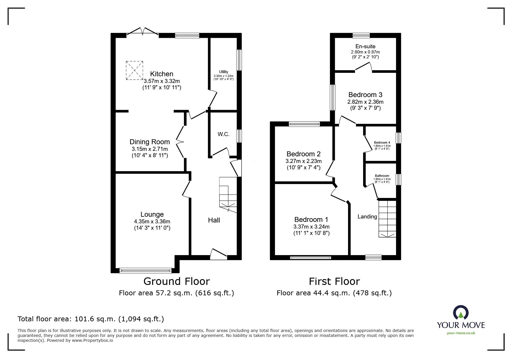 Floorplan of 4 bedroom Semi Detached House to rent, York Road, Sunnyfields, Doncaster, South Yorkshire, DN5