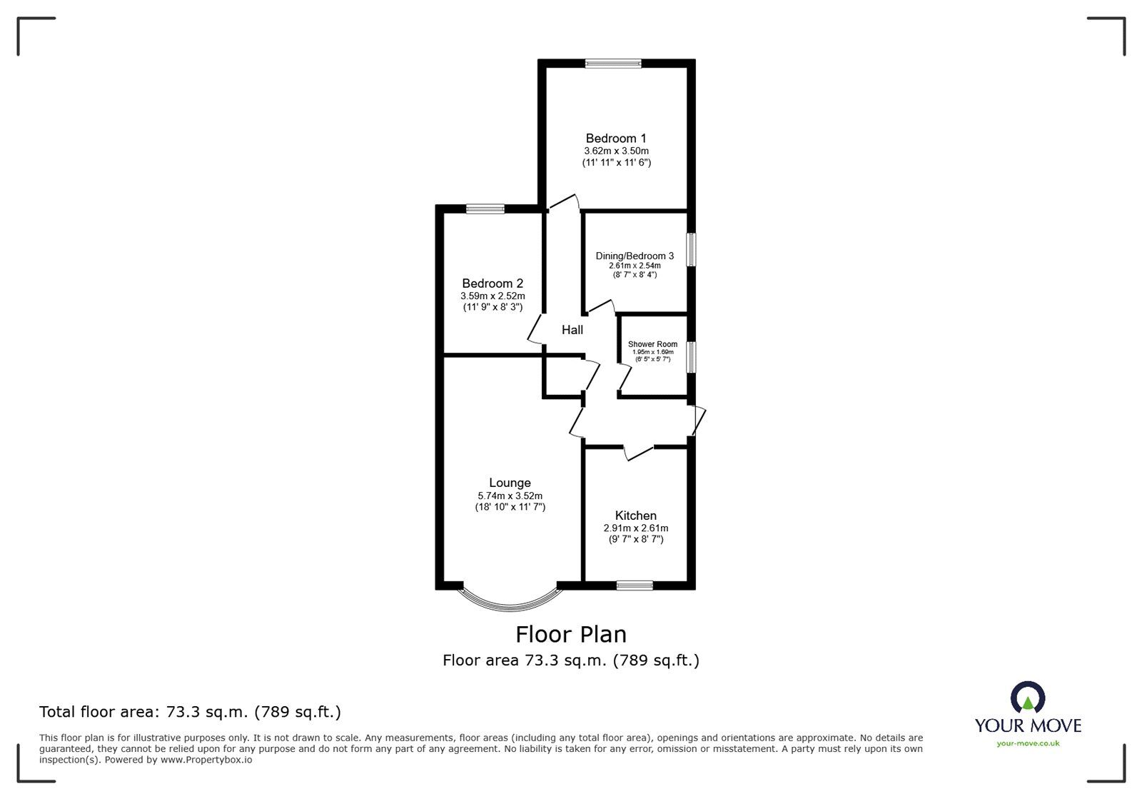 Floorplan of 3 bedroom Detached Bungalow for sale, Broadwater Drive, Dunscroft, South Yorkshire, DN7