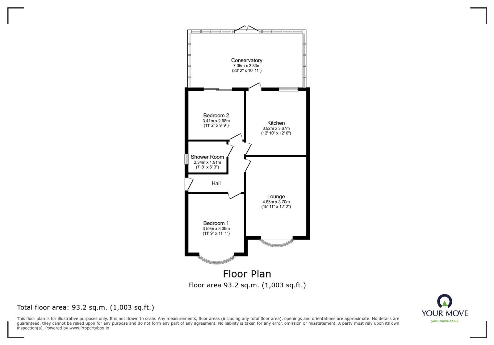 Floorplan of 2 bedroom Detached Bungalow for sale, Ivanhoe Way, Doncaster, South Yorkshire, DN5