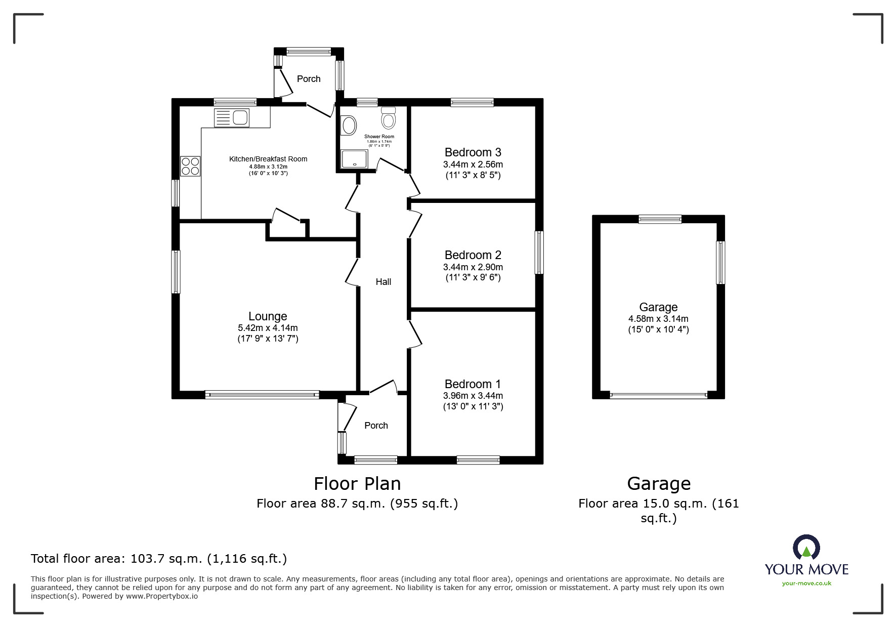 Floorplan of 3 bedroom Detached Bungalow to rent, Hall Close, East Markham, Nottinghamshire, NG22