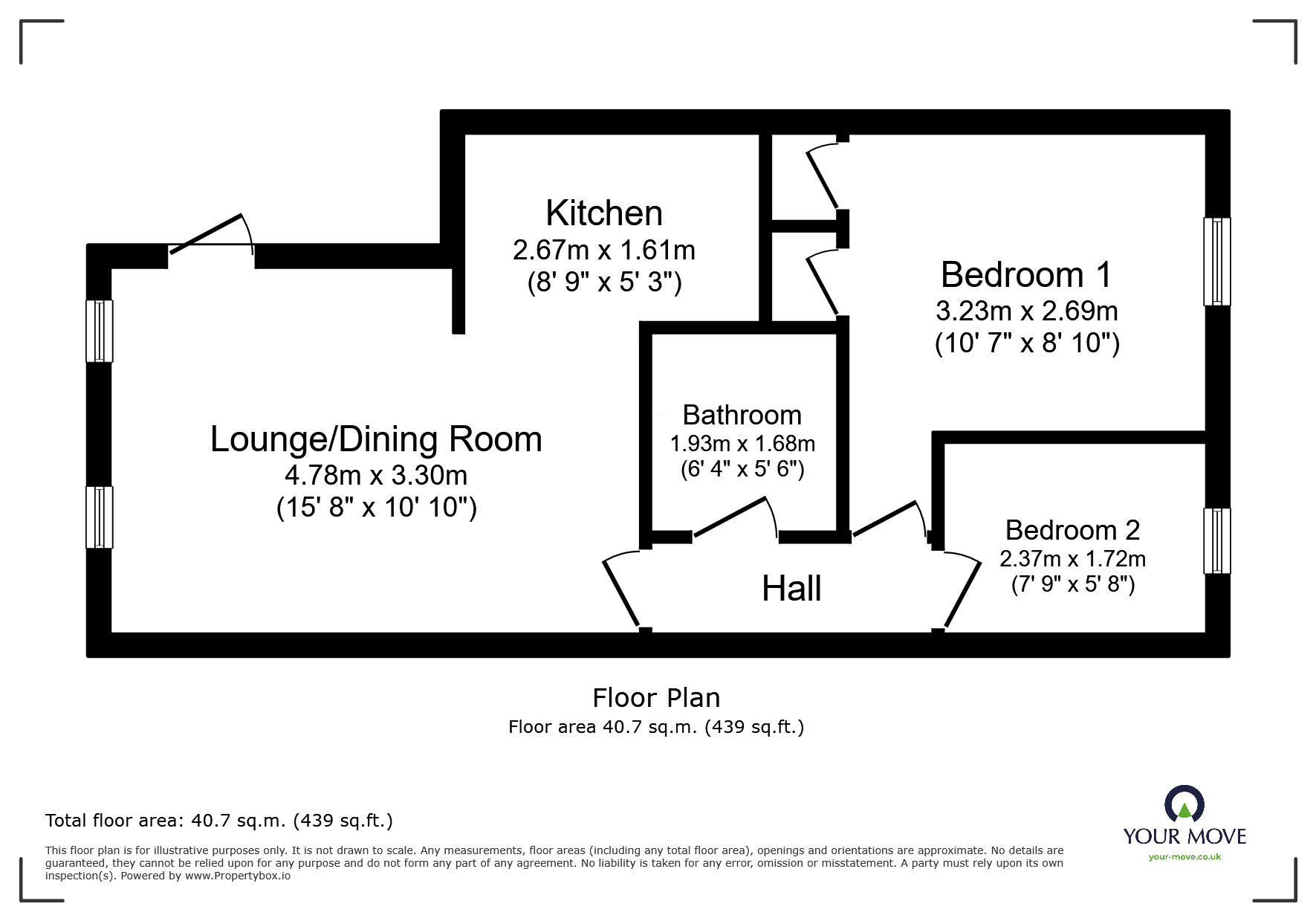 Floorplan of 2 bedroom  Flat for sale, Arden Gate, Doncaster, South Yorkshire, DN4