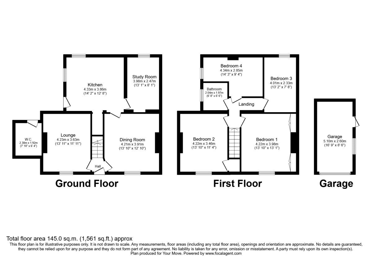 Floorplan of 4 bedroom Semi Detached House to rent, Melton Brand, Doncaster, South Yorkshire, DN5