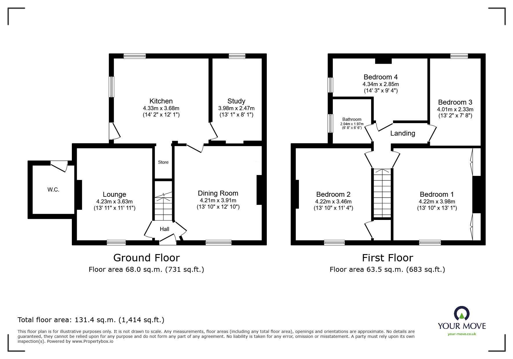 Floorplan of 4 bedroom Semi Detached House to rent, Melton Brand, Doncaster, South Yorkshire, DN5