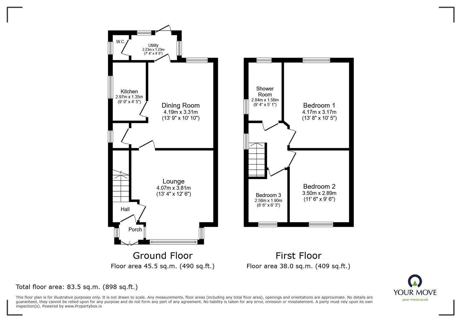 Floorplan of 3 bedroom Semi Detached House for sale, Doncaster Lane, Woodlands, South Yorkshire, DN6