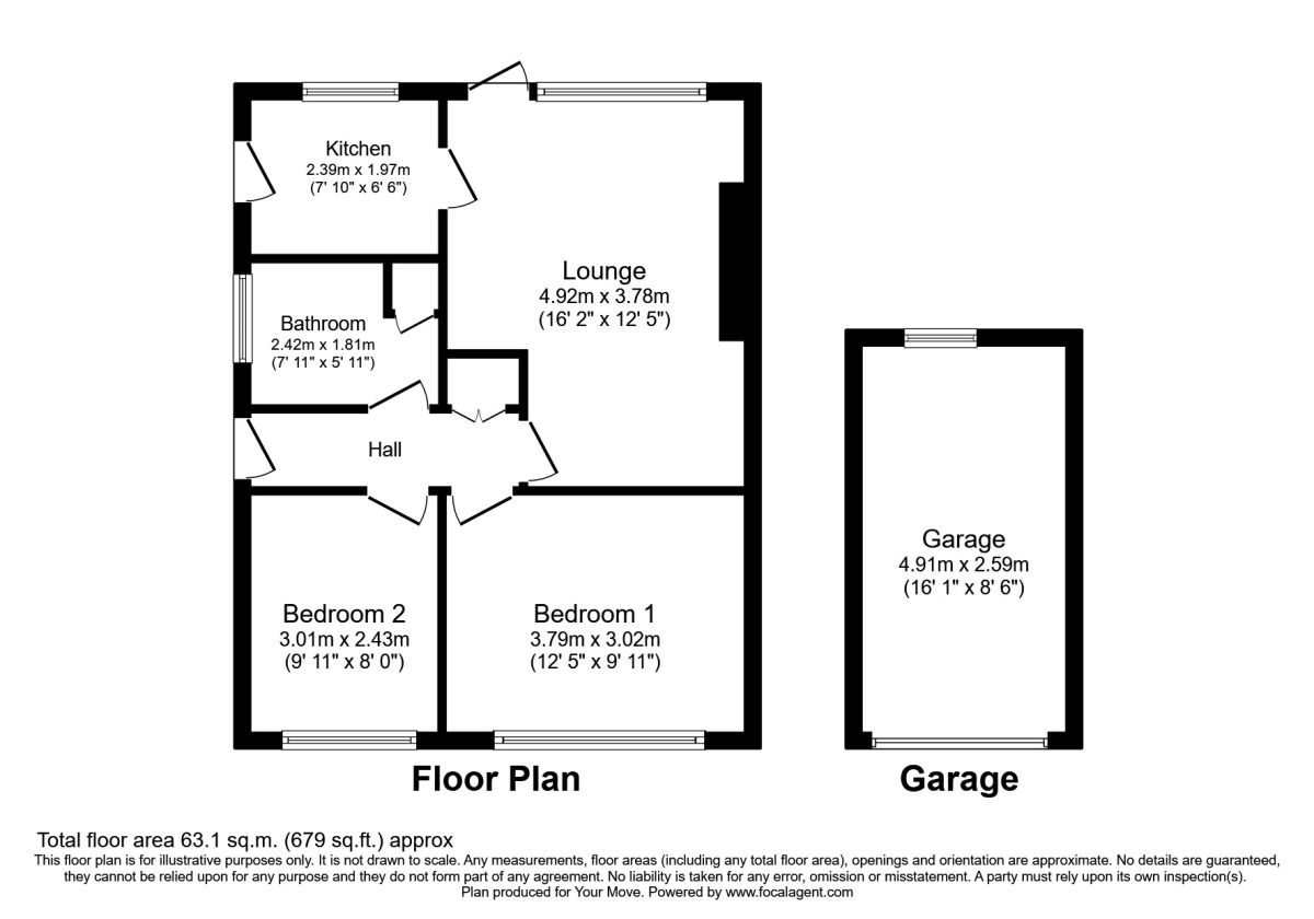 Floorplan of 2 bedroom Semi Detached Bungalow for sale, Bosworth Close, Hatfield, South Yorkshire, DN7