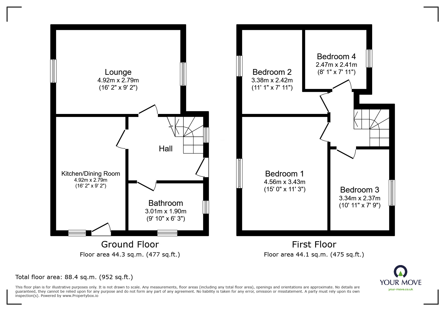 Floorplan of 3 bedroom End Terrace House for sale, Central Drive, New Rossington, South Yorkshire, DN11