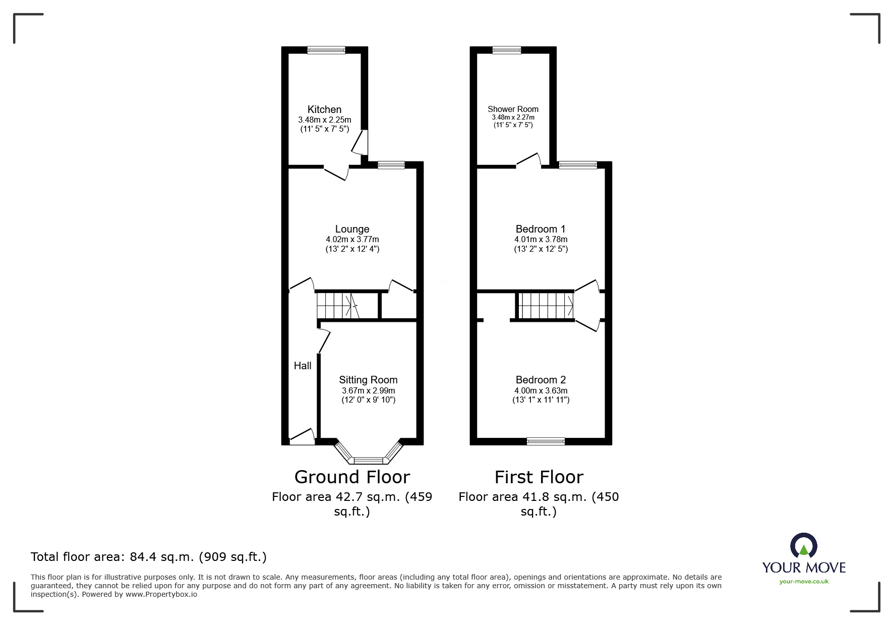 Floorplan of 2 bedroom Mid Terrace House for sale, Baxter Avenue, Doncaster, South Yorkshire, DN1