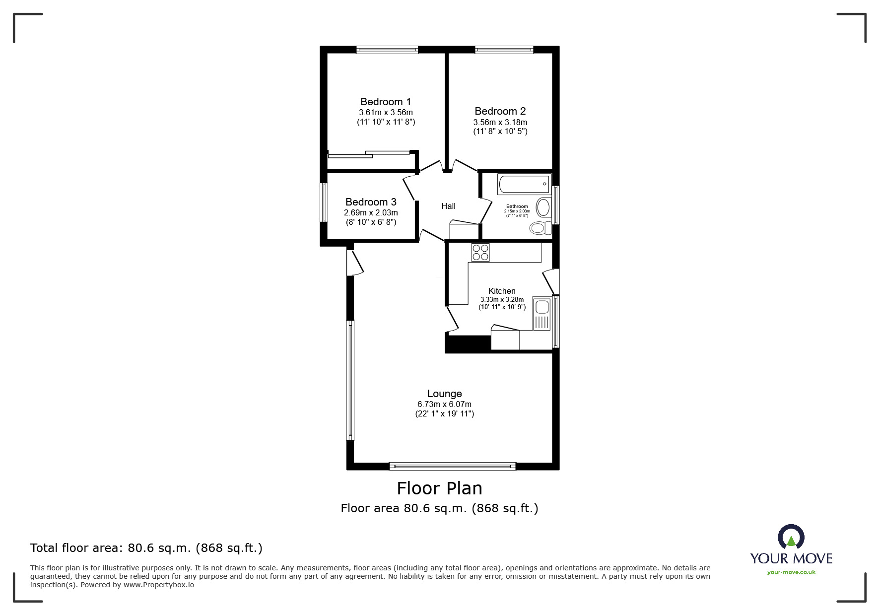 Floorplan of 3 bedroom Detached Bungalow for sale, Balmoral Road, Dunscroft, South Yorkshire, DN7