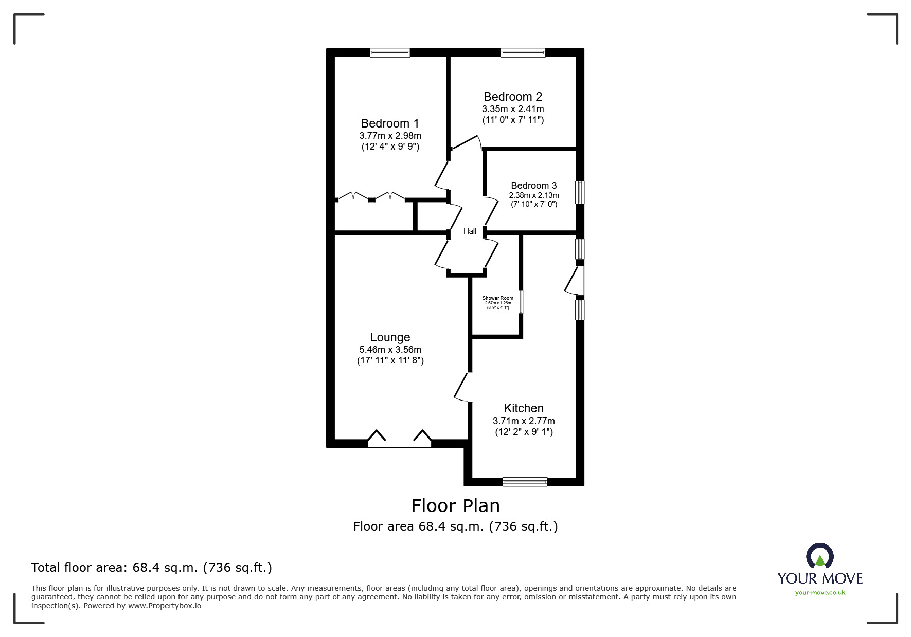 Floorplan of 3 bedroom Semi Detached Bungalow for sale, Oakwood Drive, Armthorpe, South Yorkshire, DN3