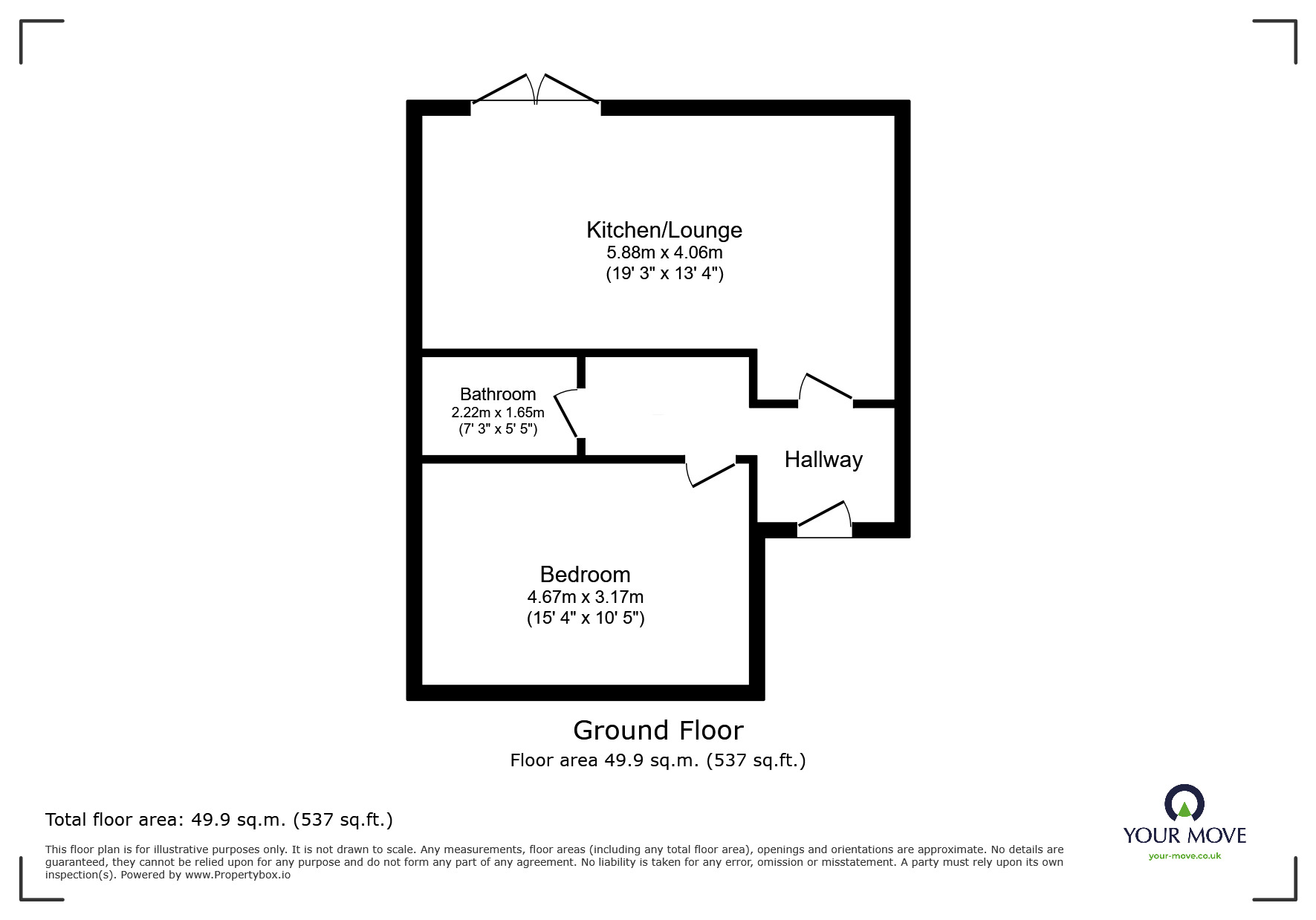 Floorplan of 1 bedroom  Flat to rent, Amersall Road, Doncaster, South Yorkshire, DN5