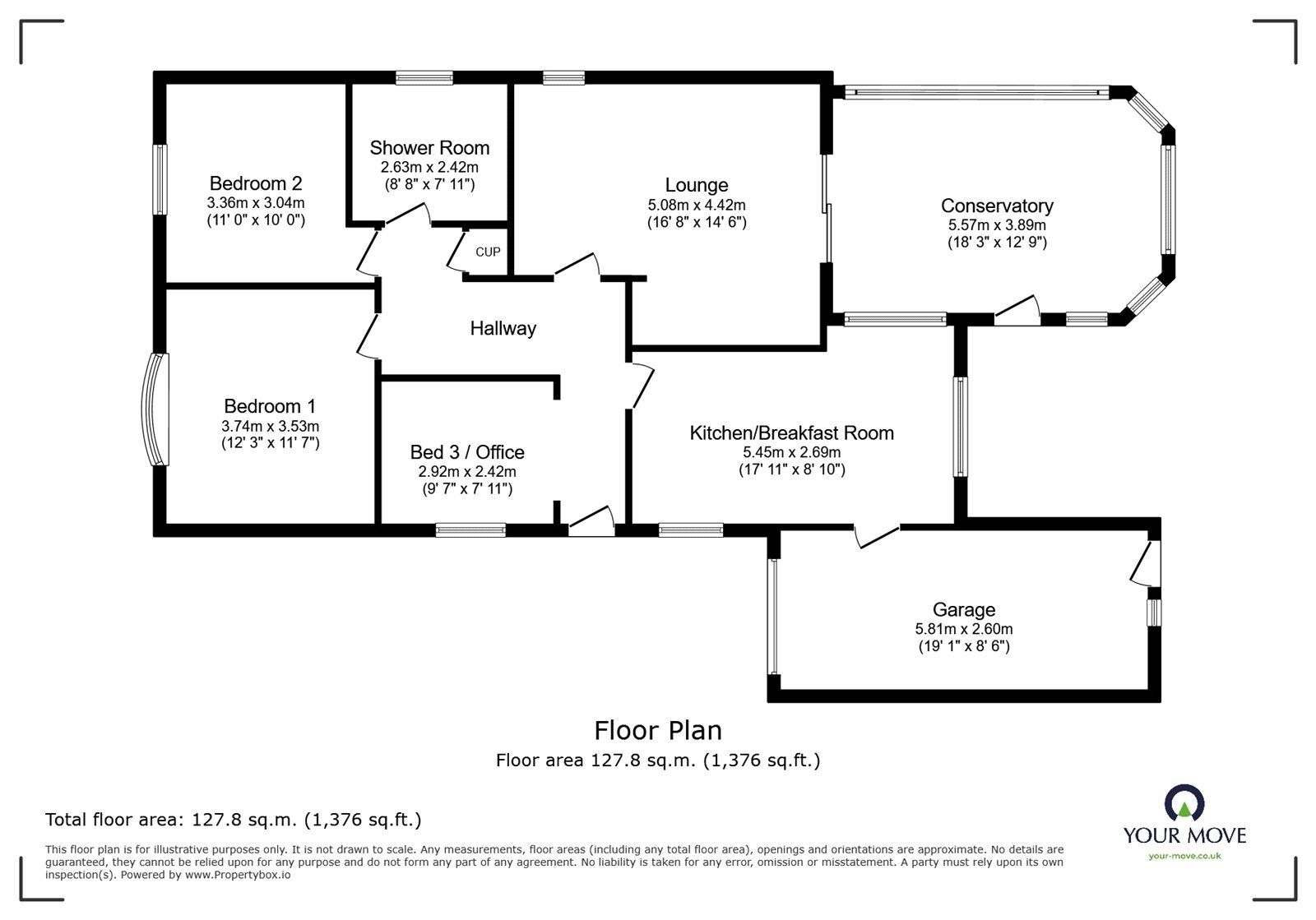Floorplan of 3 bedroom Detached Bungalow for sale, Harcourt Close, Bessacarr, Doncaster, DN4