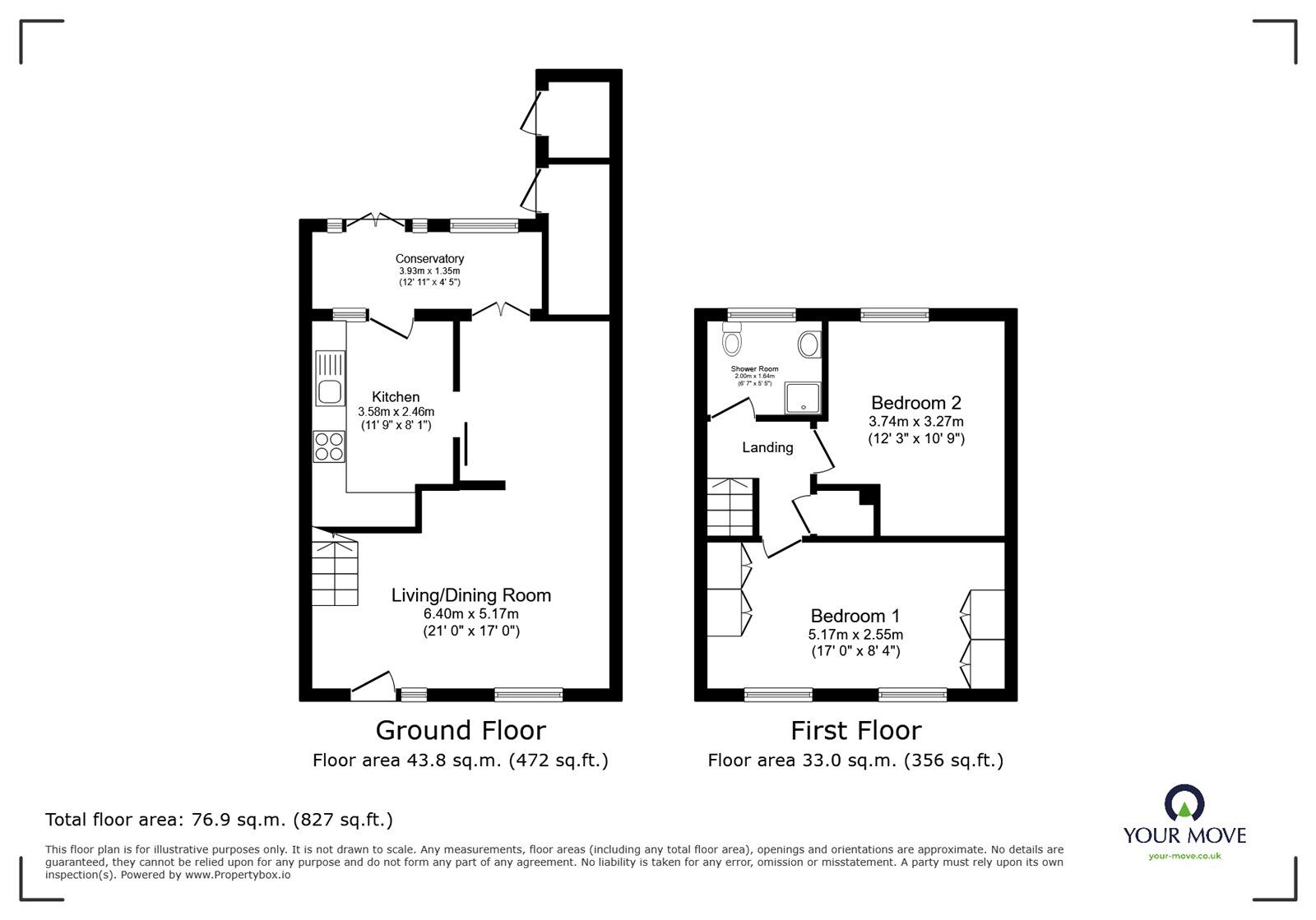 Floorplan of 2 bedroom End Terrace House for sale, Bahram Grove, New Rossington, South Yorkshire, DN11