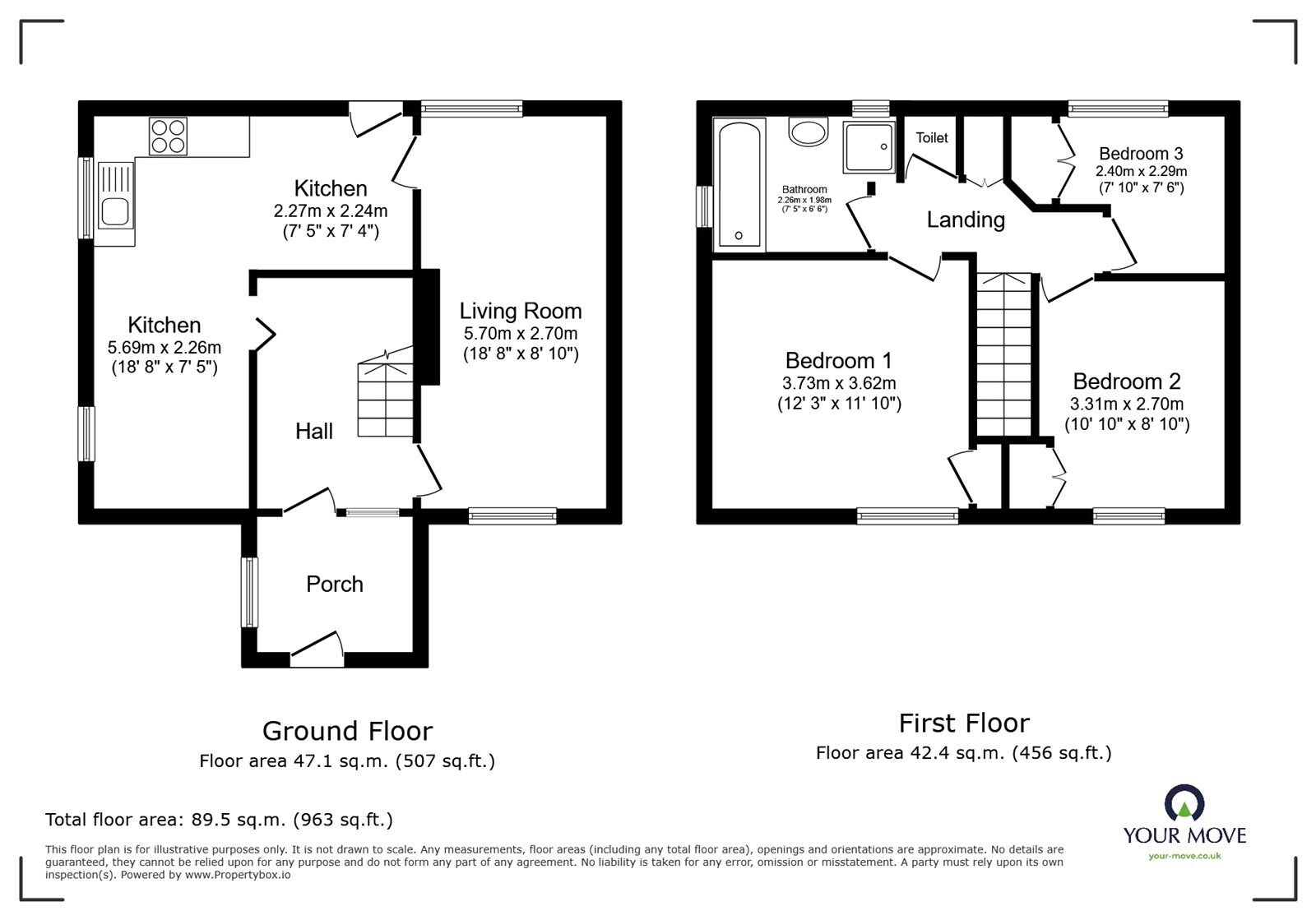 Floorplan of 3 bedroom Semi Detached House for sale, Elder Grove, Auckley, South Yorkshire, DN9