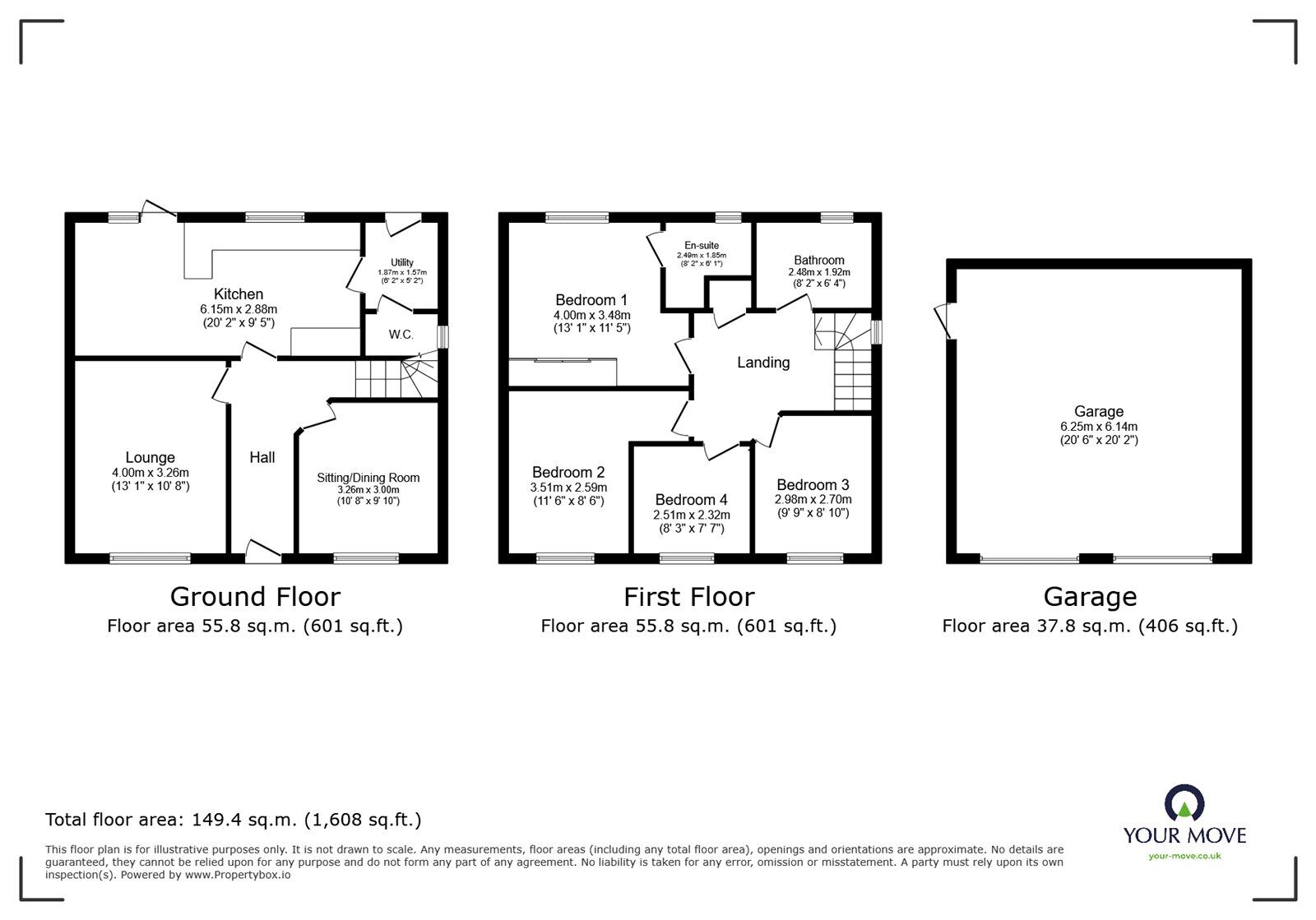 Floorplan of 4 bedroom Detached House for sale, Mirabelle Way, Harworth, Nottinghamshire, DN11