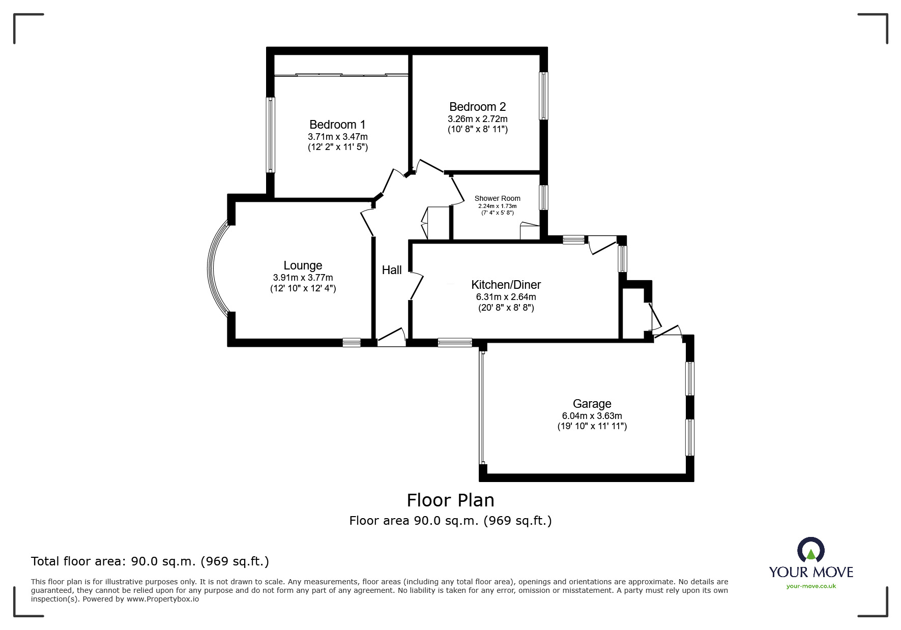 Floorplan of 2 bedroom Semi Detached Bungalow for sale, Leys Close, Balby, Doncaster, South Yorkshire, DN4