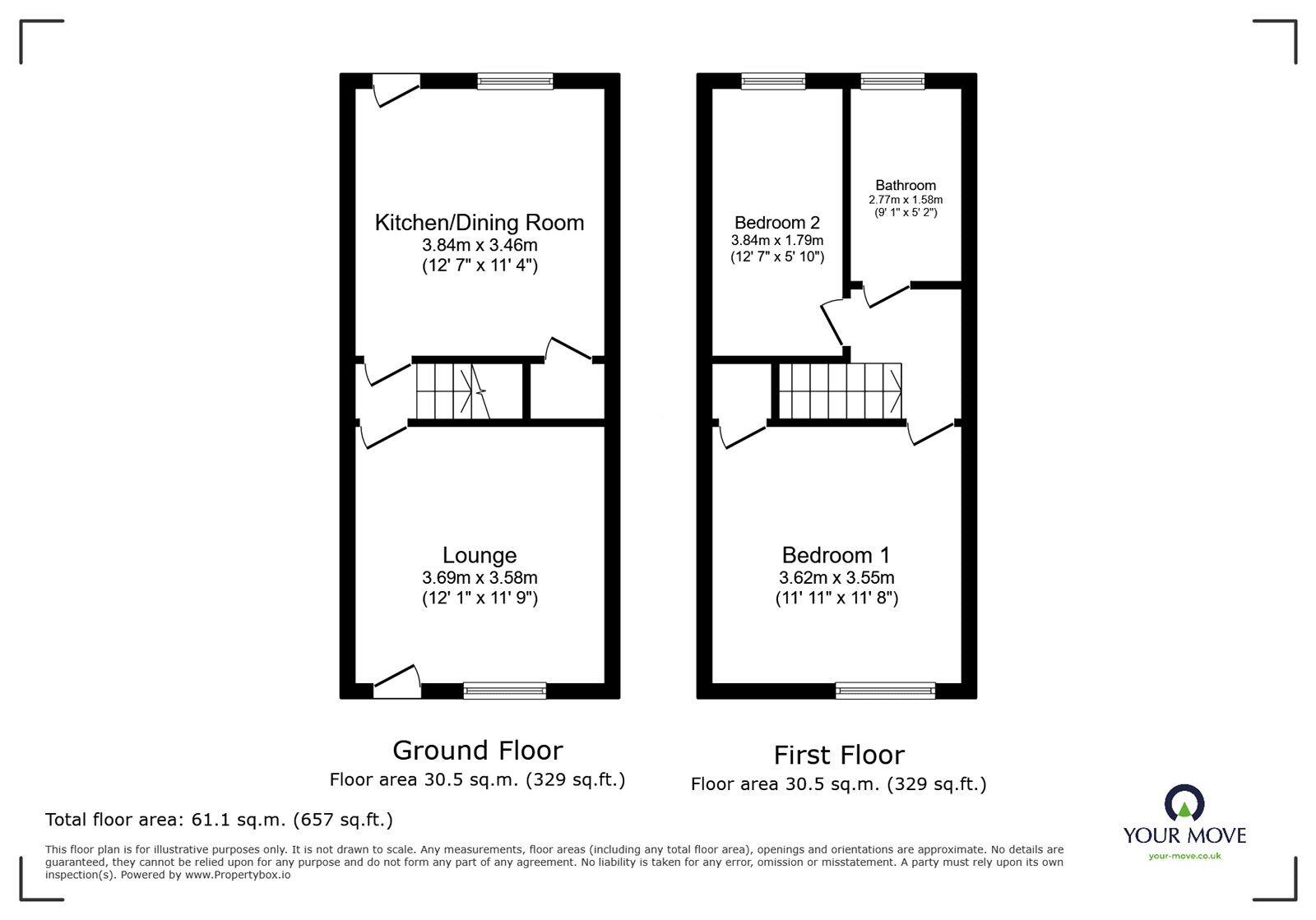 Floorplan of 2 bedroom Mid Terrace House for sale, Charles Street, Doncaster, South Yorkshire, DN1