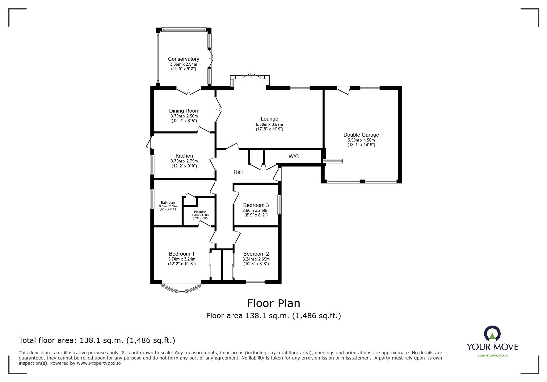 Floorplan of 3 bedroom Detached Bungalow for sale, Hatchellwood View, Doncaster, South Yorkshire, DN4