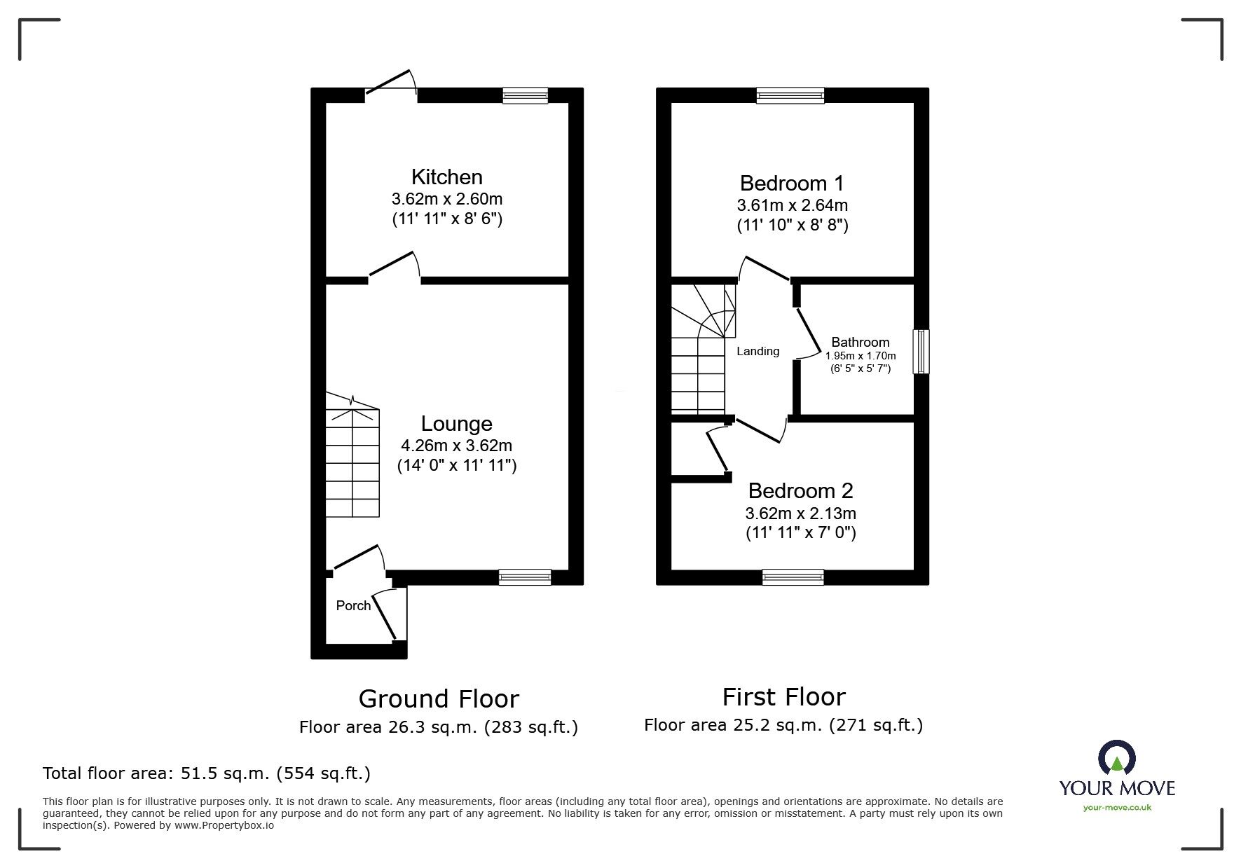 Floorplan of 2 bedroom Semi Detached House for sale, Lords Close, Edlington, South Yorkshire, DN12
