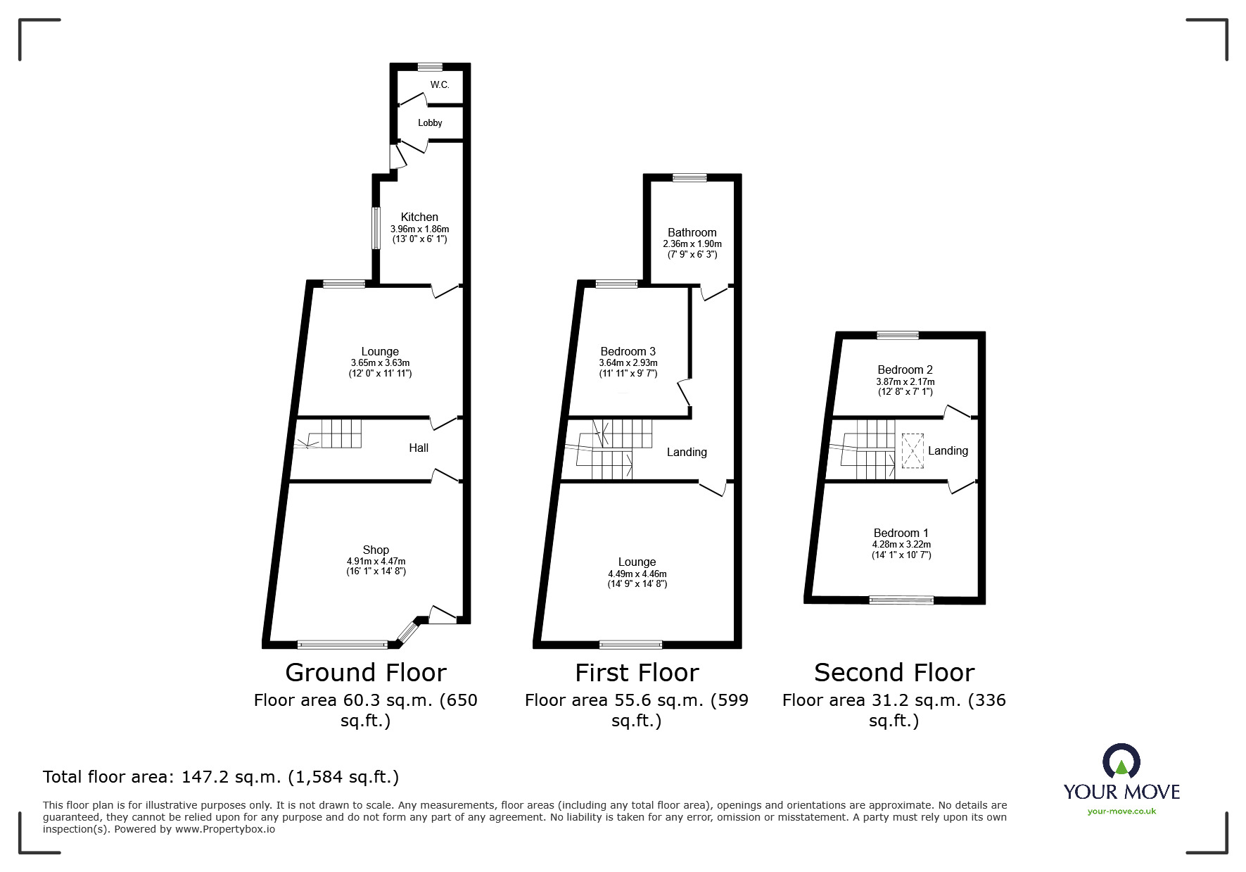 Floorplan of 3 bedroom Mid Terrace House for sale, Arksey Lane, Bentley, South Yorkshire, DN5