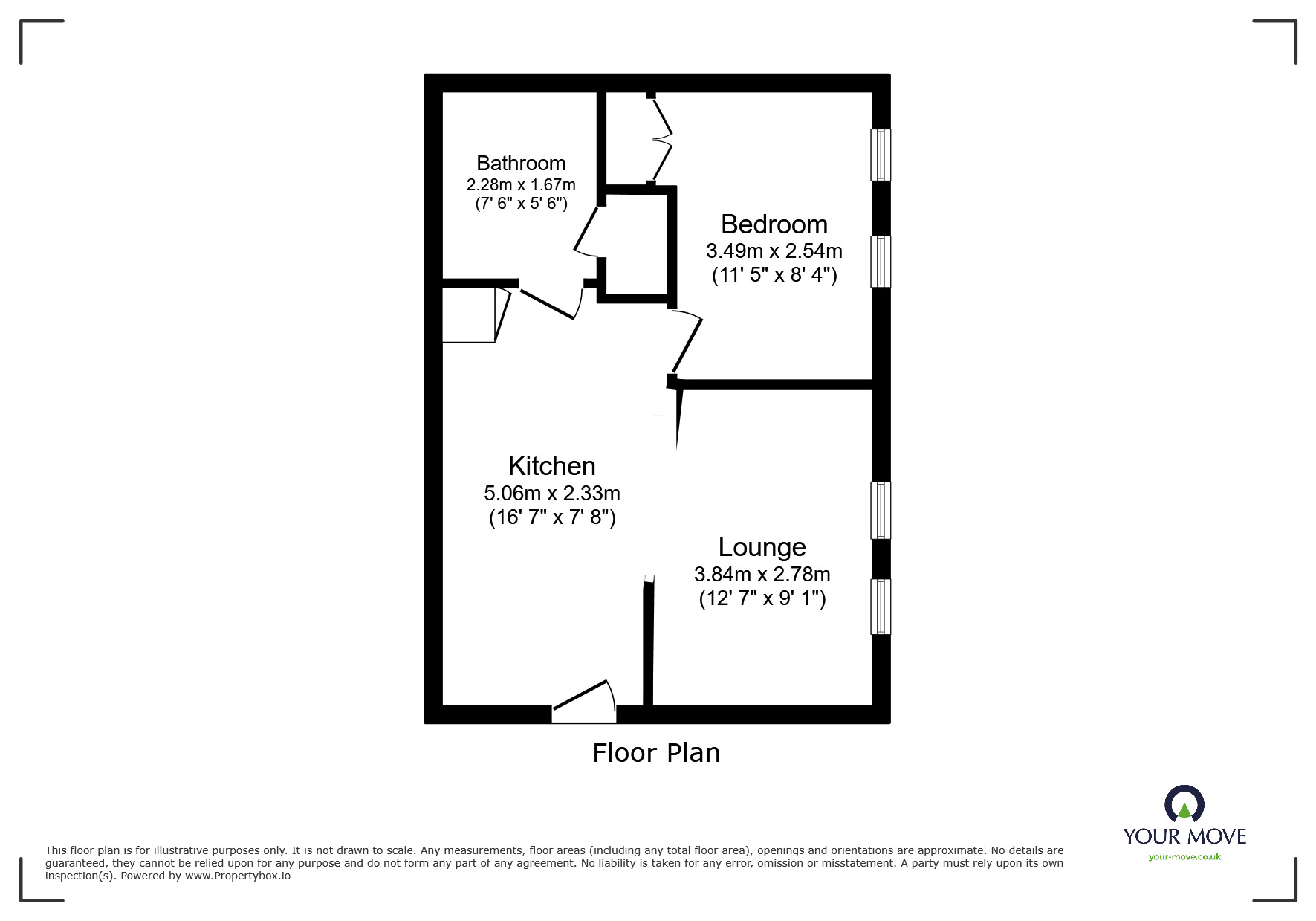 Floorplan of 1 bedroom Flat to rent, Windermere Drive, Doncaster, South Yorkshire, DN4