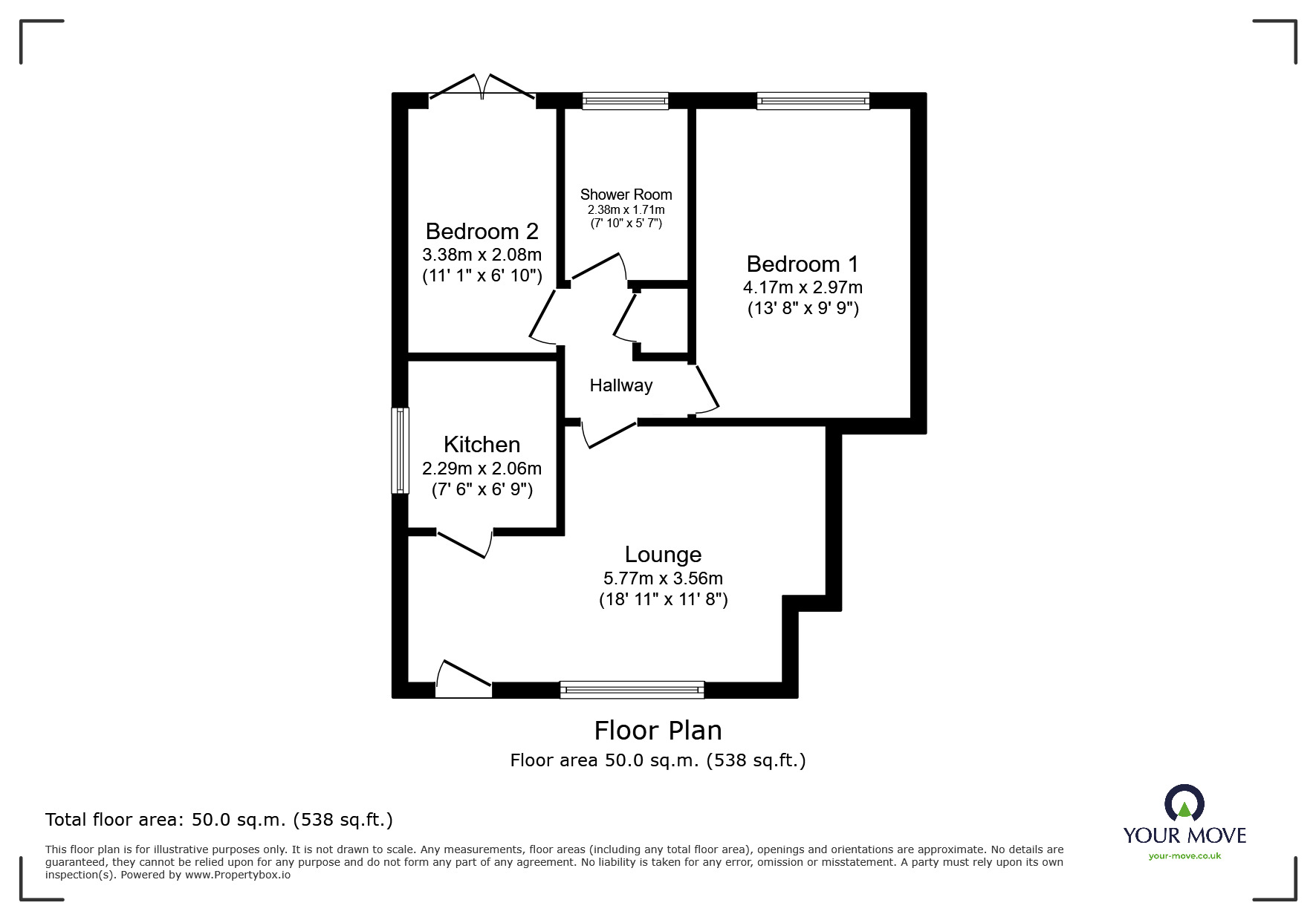 Floorplan of 2 bedroom  Flat for sale, Church Mews, Bentley, South Yorkshire, DN5
