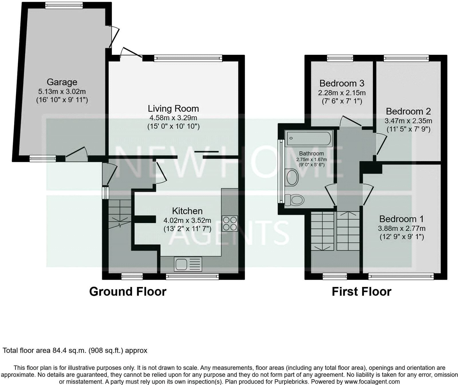 Floorplan of 3 bedroom Semi Detached House for sale, Thompson Nook, Hatfield, South Yorkshire, DN7