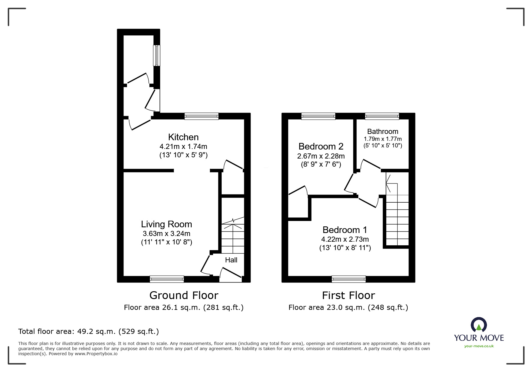 Floorplan of 3 bedroom Mid Terrace House for sale, The Homestead, Bentley, South Yorkshire, DN5