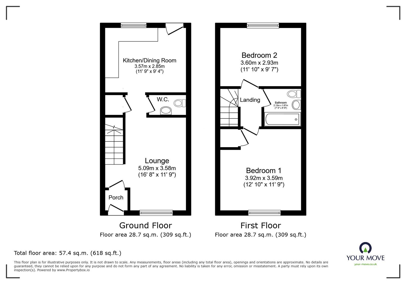 Floorplan of 2 bedroom End Terrace House to rent, Stonegate Mews, Doncaster, South Yorkshire, DN4